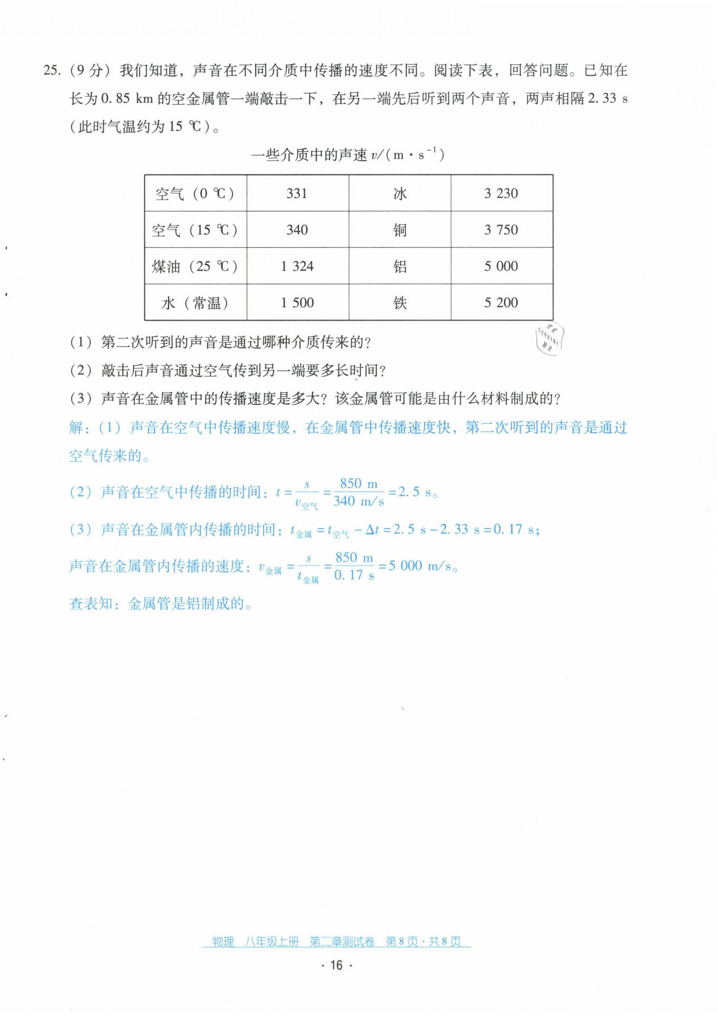 2021年云南省标准教辅优佳学案八年级物理上册人教版 第17页
