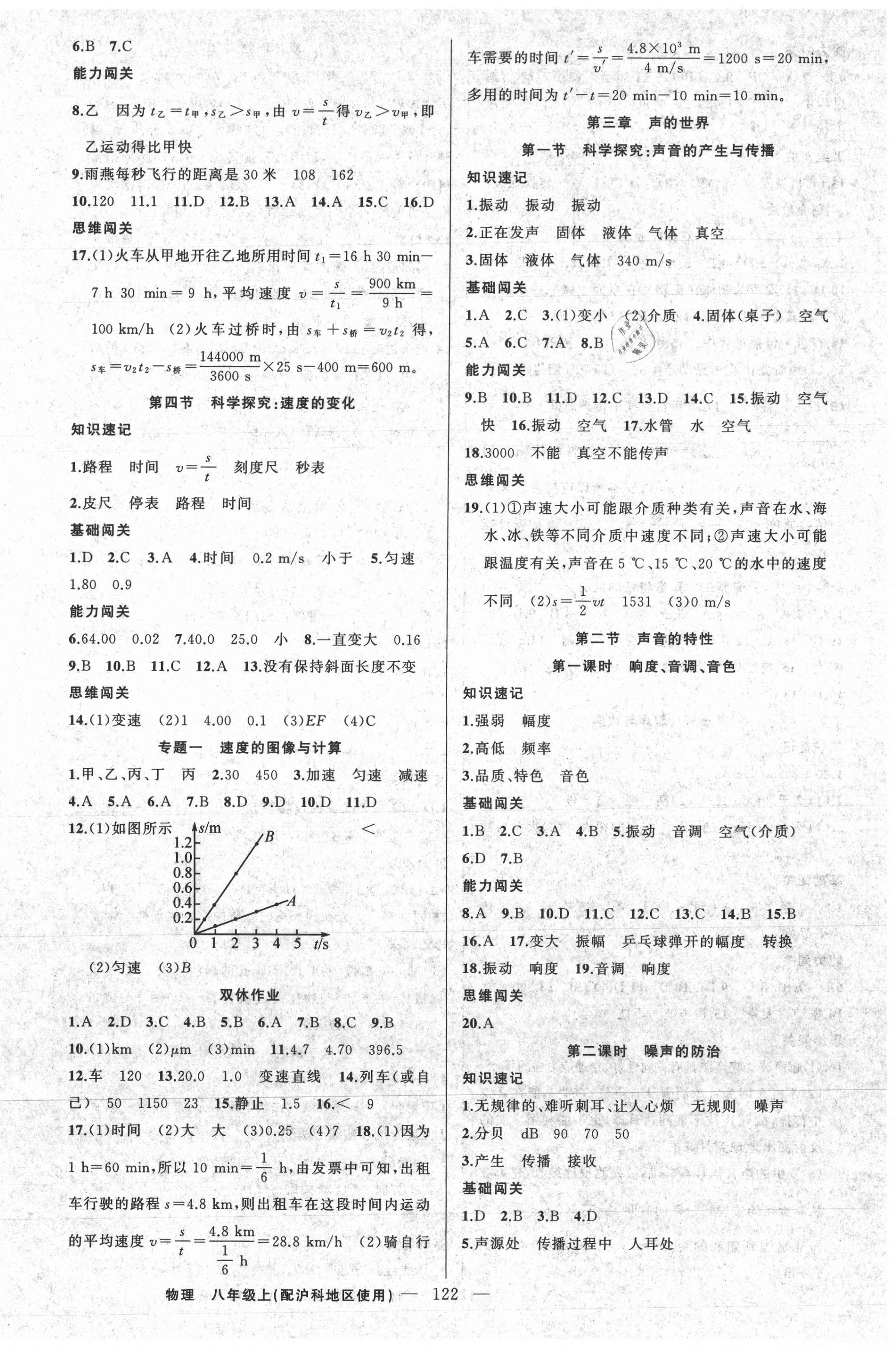 2021年黃岡100分闖關(guān)八年級(jí)物理上冊(cè)滬科版 第2頁(yè)