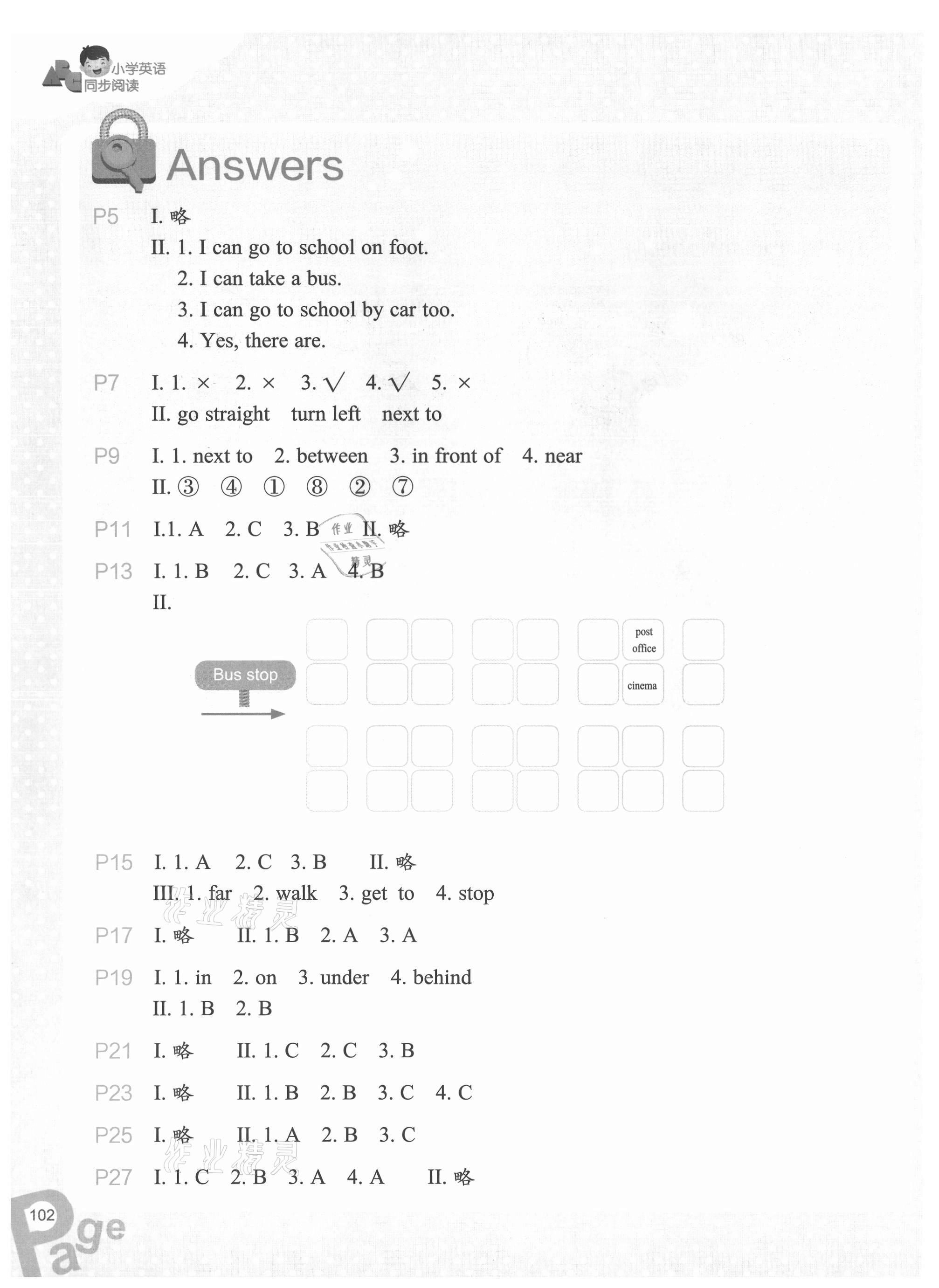 2021年小學(xué)英語同步閱讀六年級上冊浙江教育出版社 參考答案第1頁