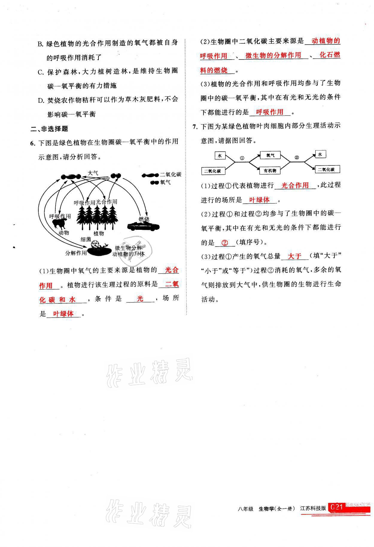 2021年學習之友八年級生物全一冊蘇科版 參考答案第21頁