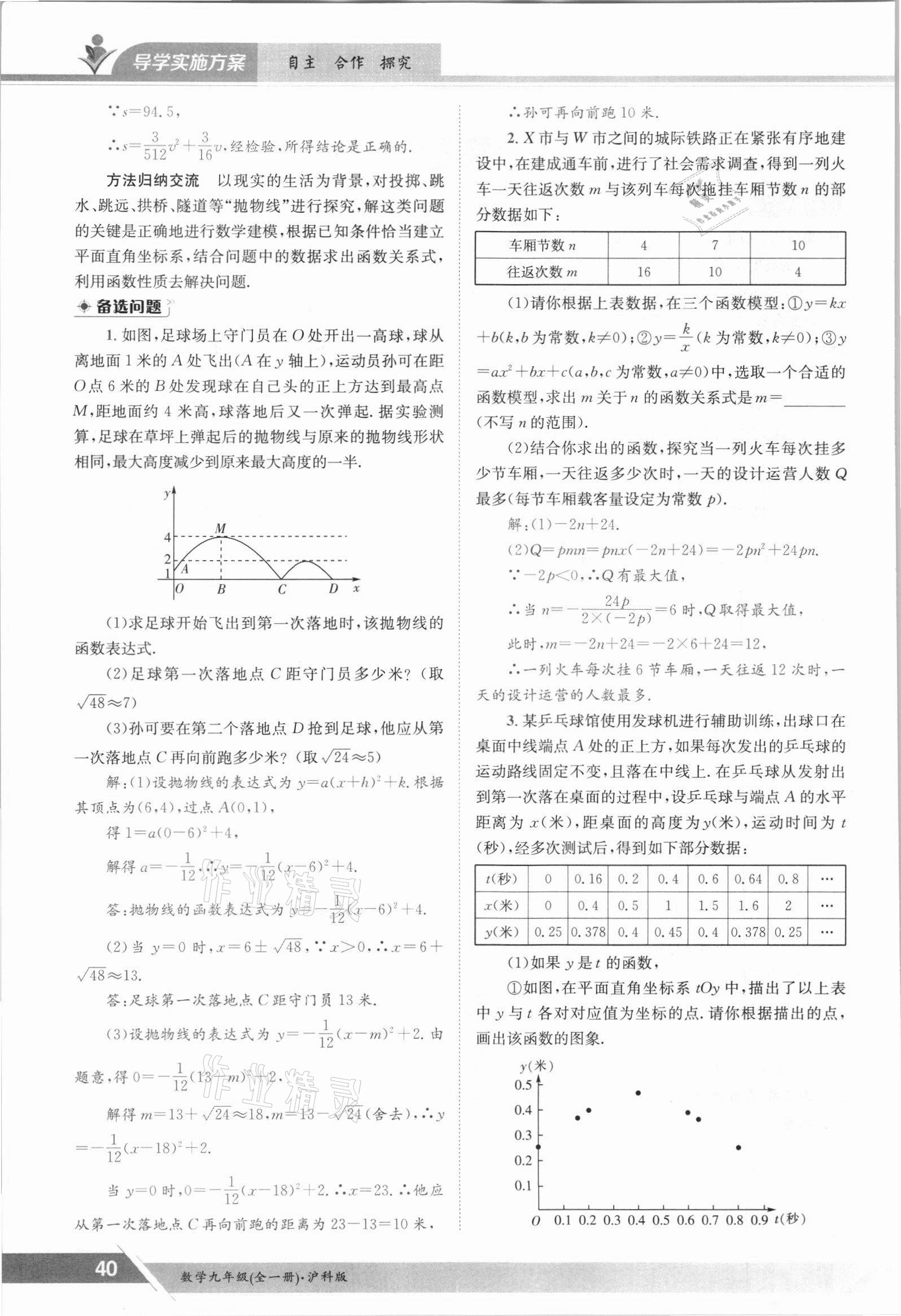 2021年金太阳导学案九年级数学全一册沪科版 参考答案第40页