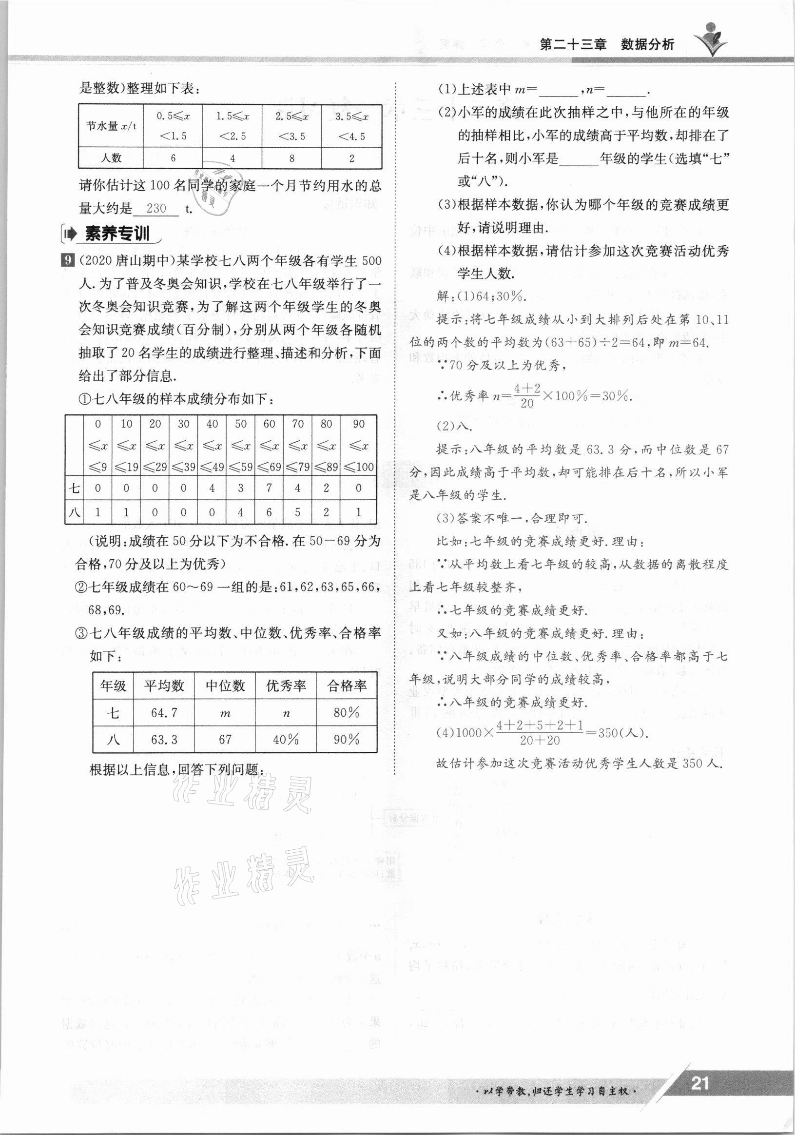 2021年金太陽導(dǎo)學(xué)案九年級數(shù)學(xué)全一冊冀教版 參考答案第21頁