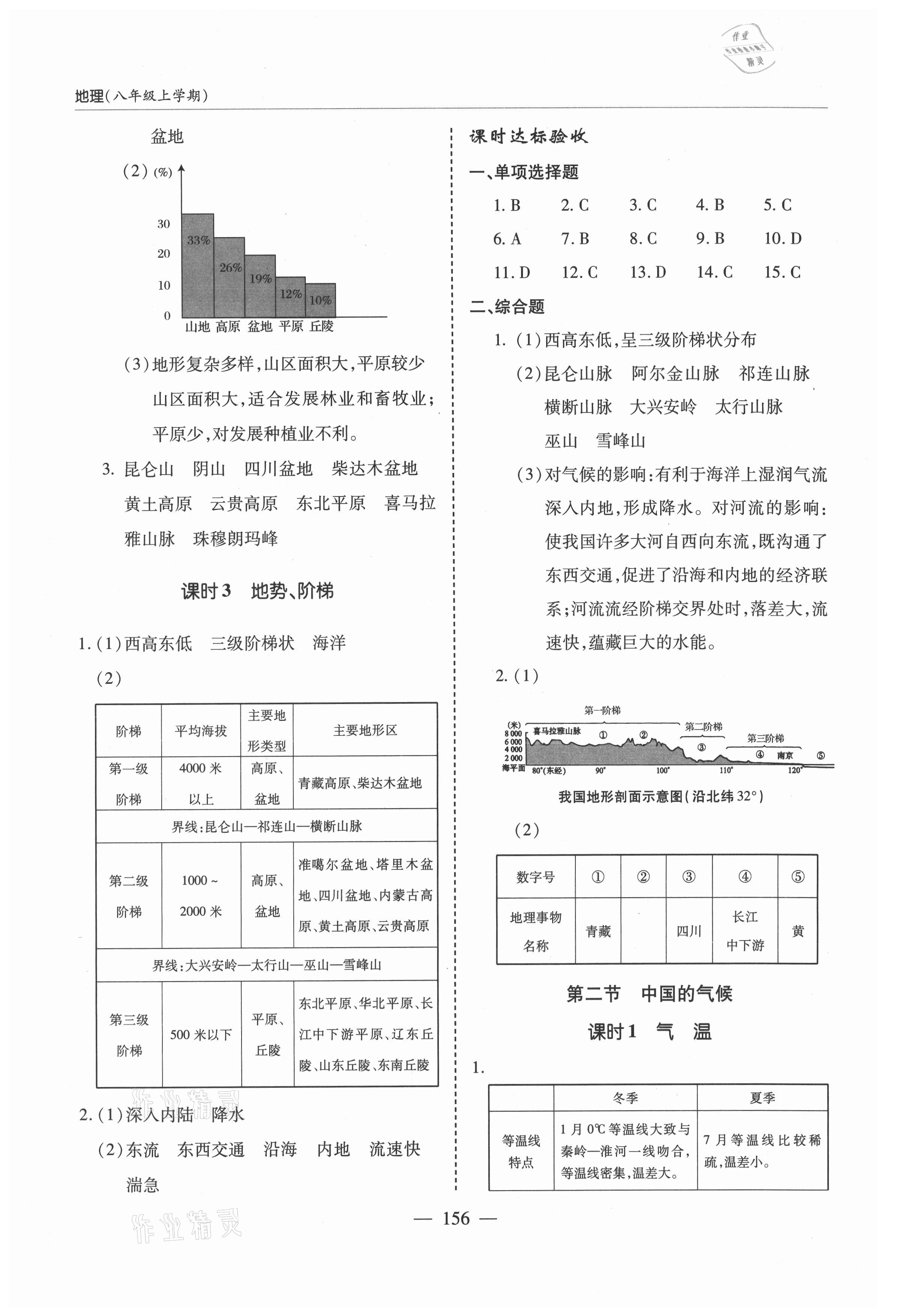 2021年新课堂学习与探究八年级地理上册湘教版 参考答案第5页