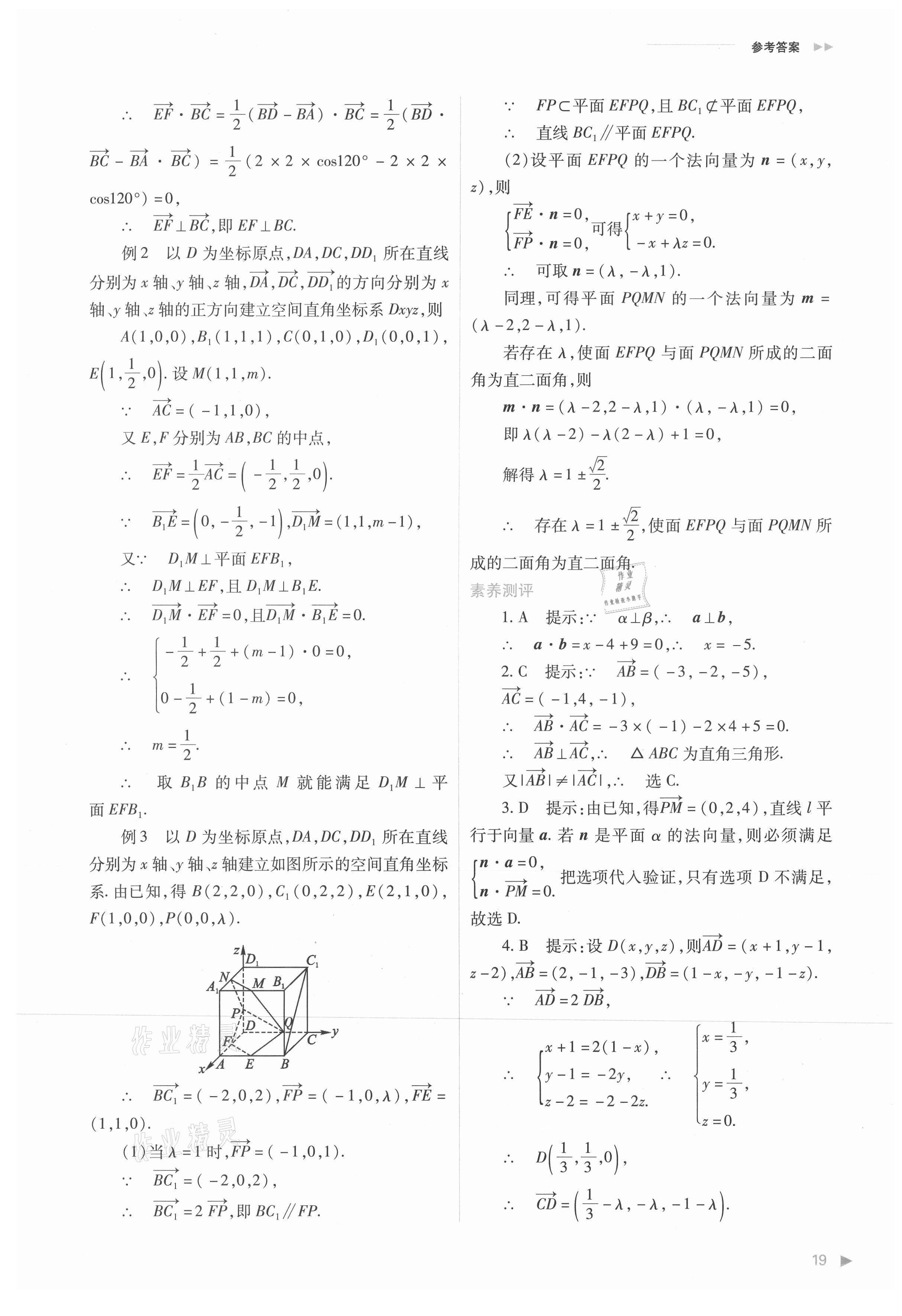 2021年普通高中新課程同步練習(xí)冊(cè)高中數(shù)學(xué)選擇性必修第一冊(cè)人教版 參考答案第19頁