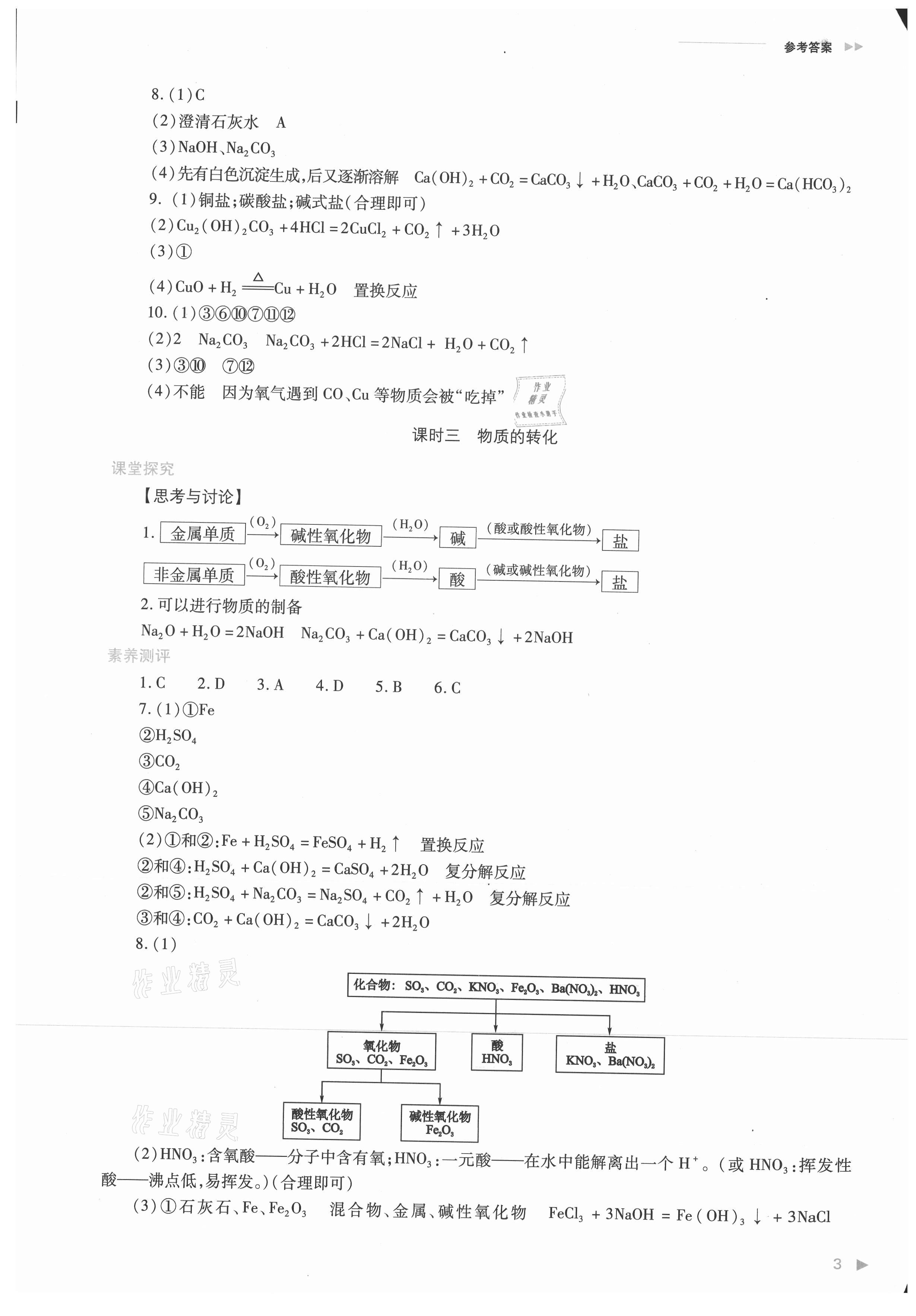 2021年普通高中新課程同步練習(xí)冊高中化學(xué)必修第一冊人教版 參考答案第3頁