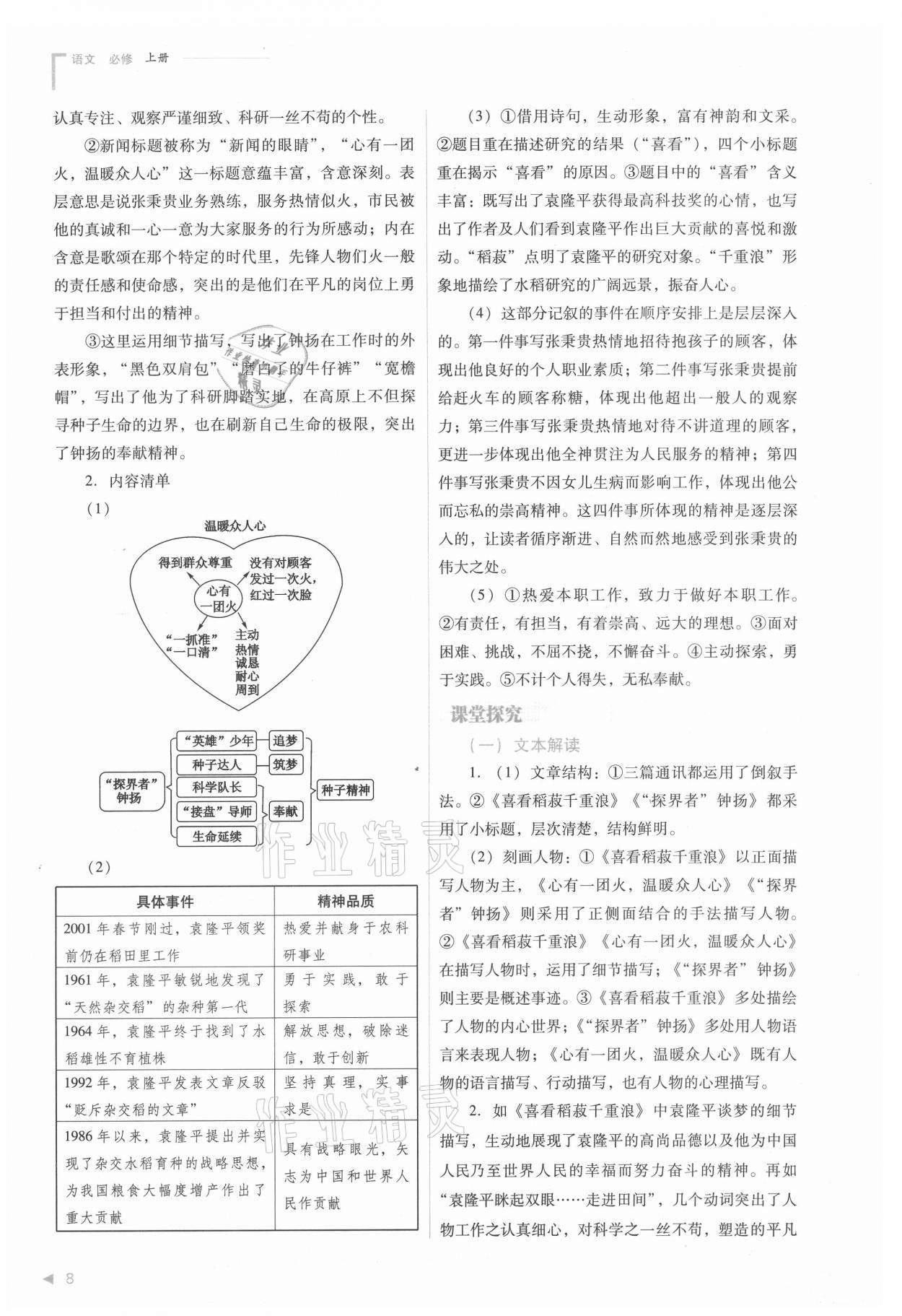 2021年普通高中新课程同步练习册高中语文必修上册人教版 参考答案第8页