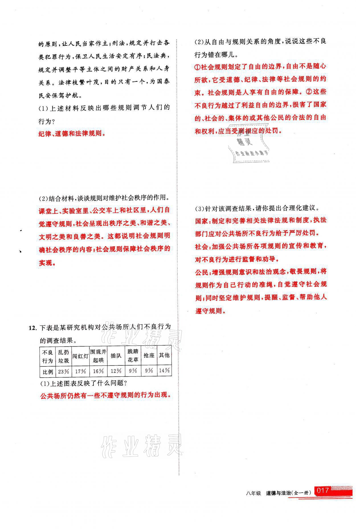 2021年学习之友八年级道德与法治全一册人教版 参考答案第17页