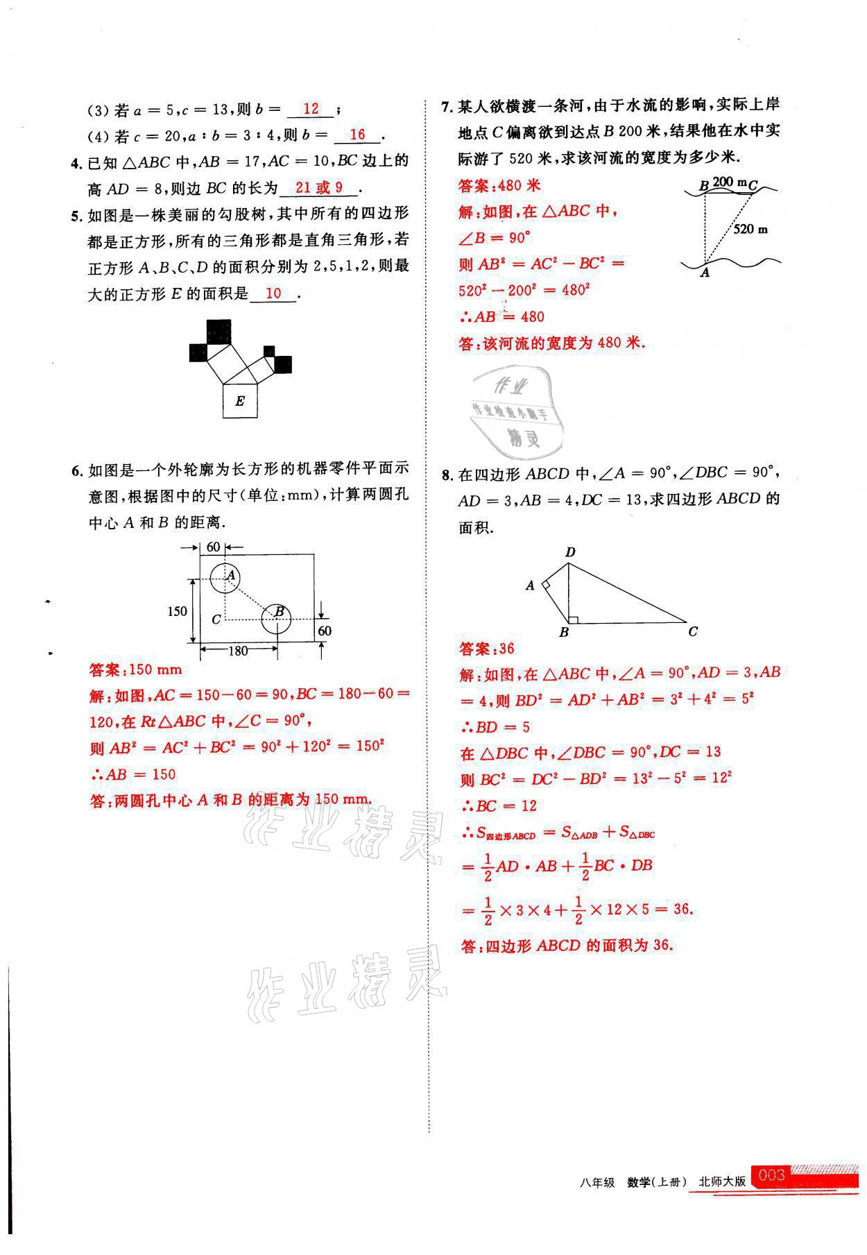 2021年學(xué)習(xí)之友八年級數(shù)學(xué)上冊北師大版 參考答案第1頁