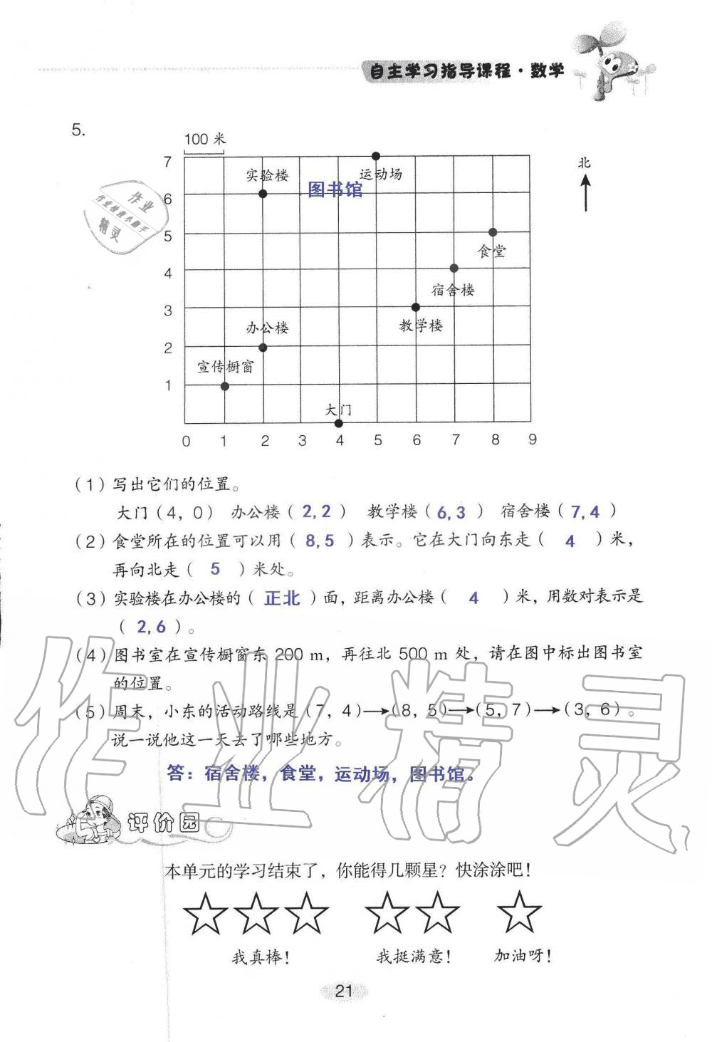 2021年自主学习指导课程五年级数学上册人教版 参考答案第21页