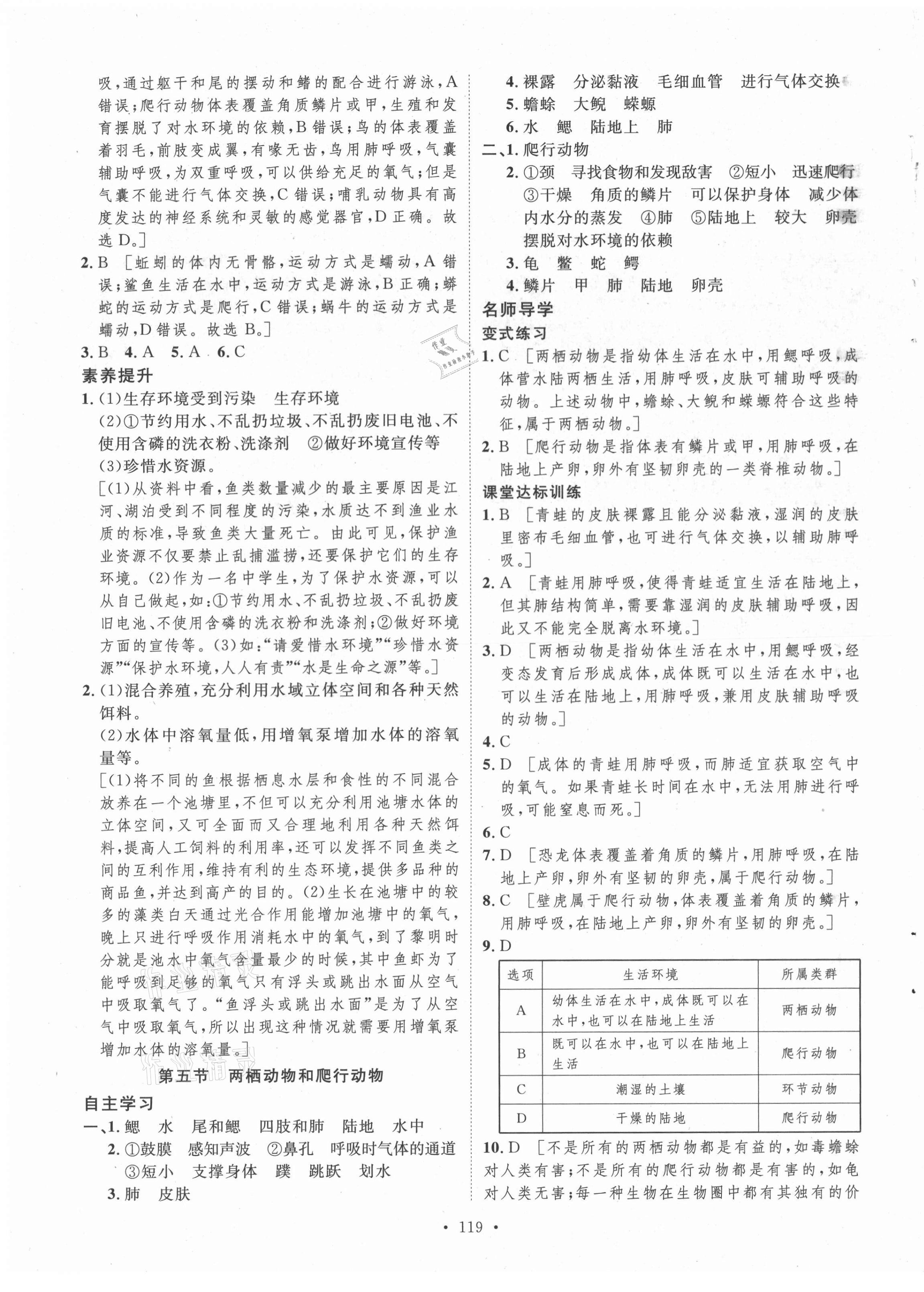 2021年實(shí)驗(yàn)教材新學(xué)案八年級(jí)生物上冊(cè)人教版 參考答案第7頁