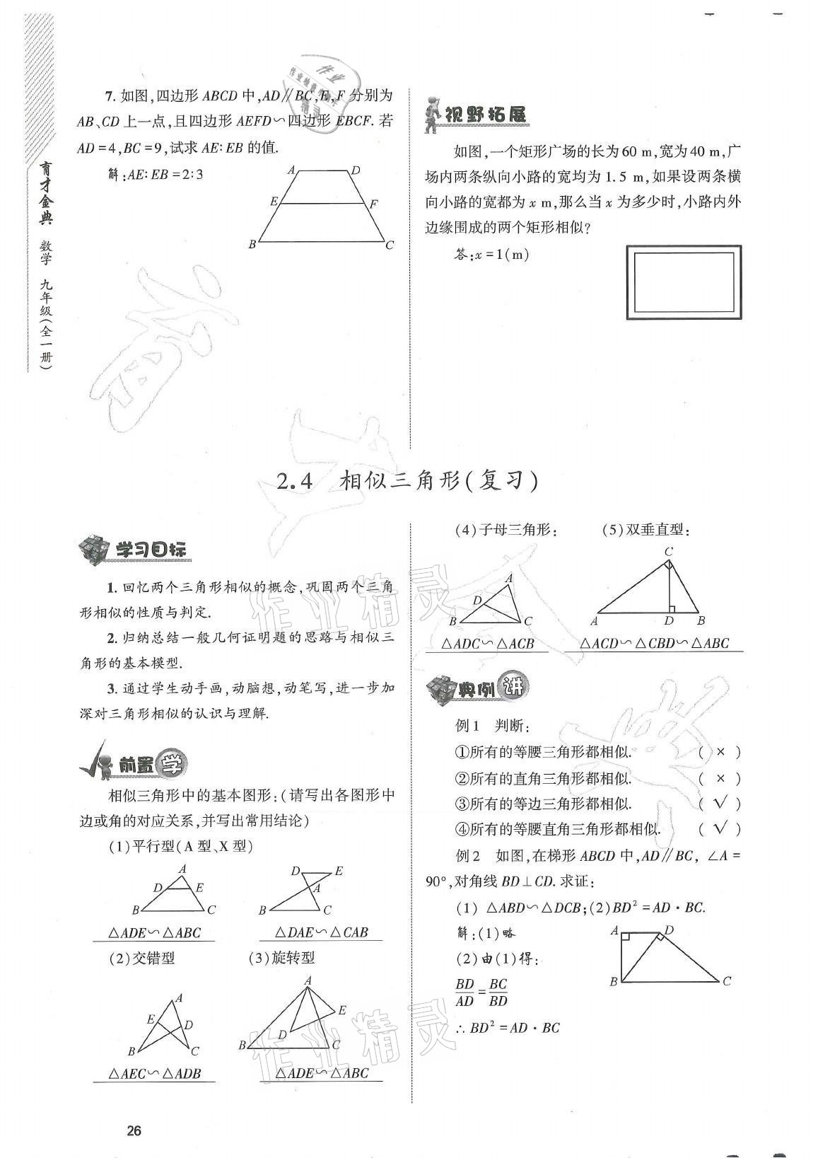 2021年育才金典九年級(jí)數(shù)學(xué)全一冊(cè)北師大版 參考答案第26頁(yè)