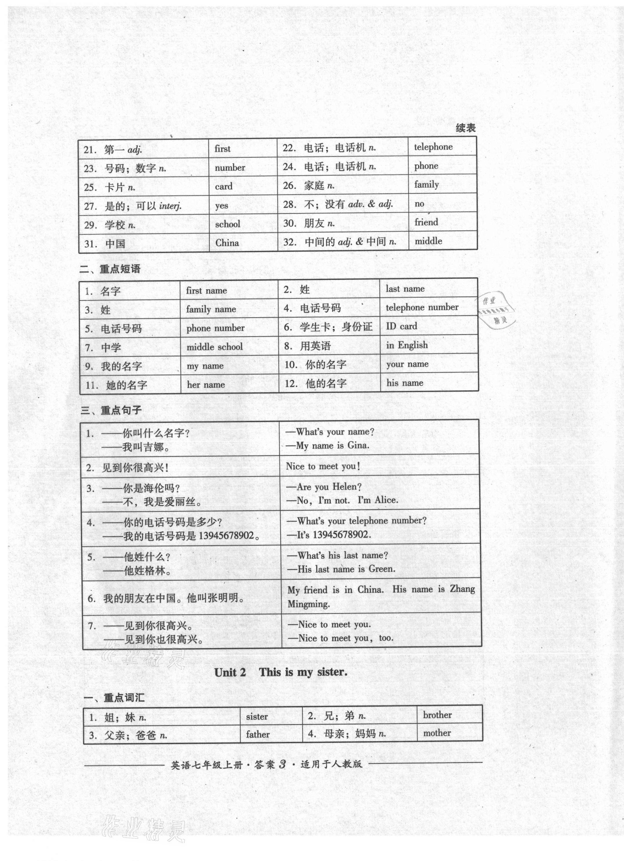 2021年單元測評七年級英語上冊人教版四川教育出版社 第3頁