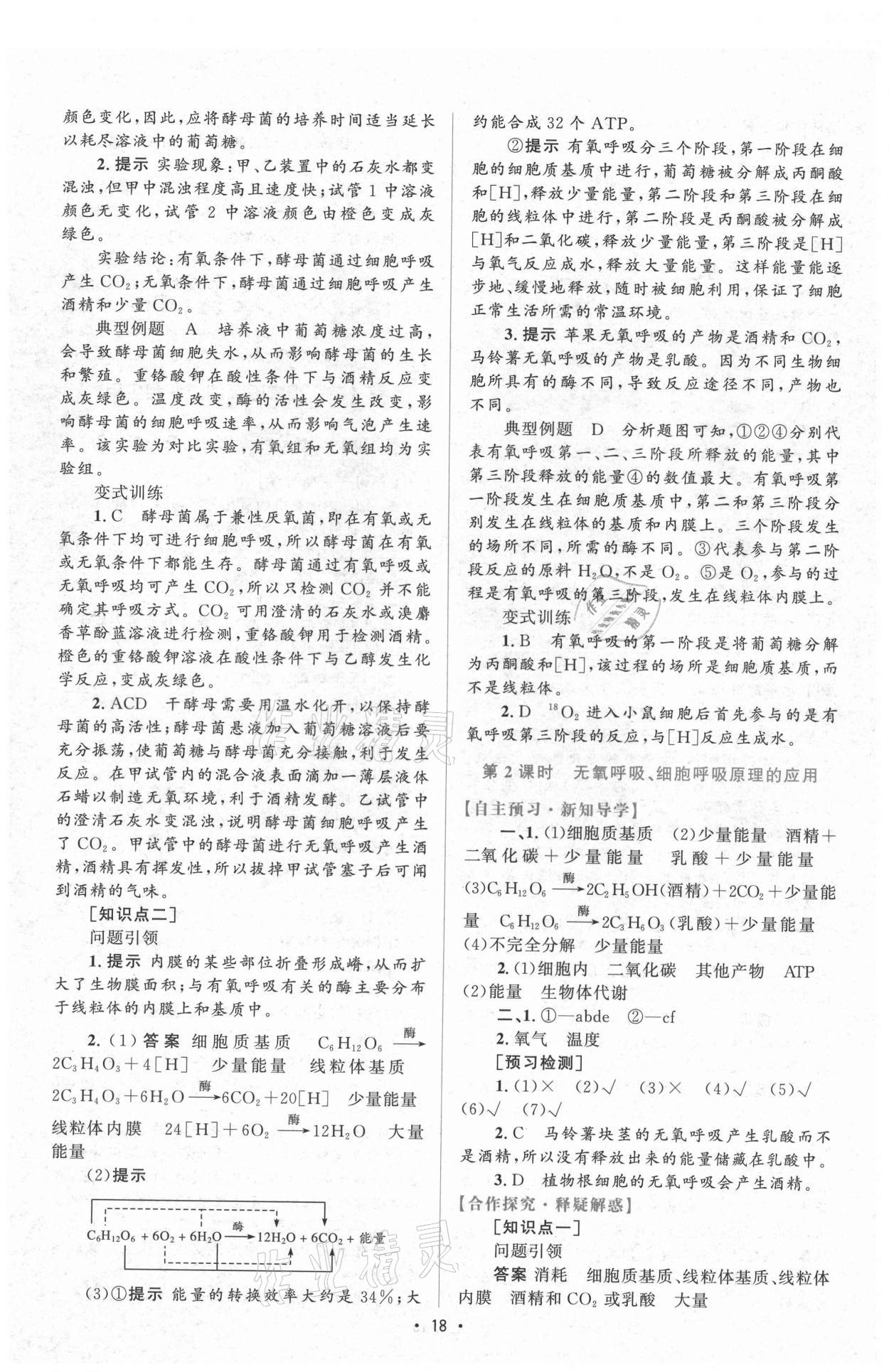 2021年高中同步测控优化设计生物必修1分子与细胞增强版 参考答案第17页