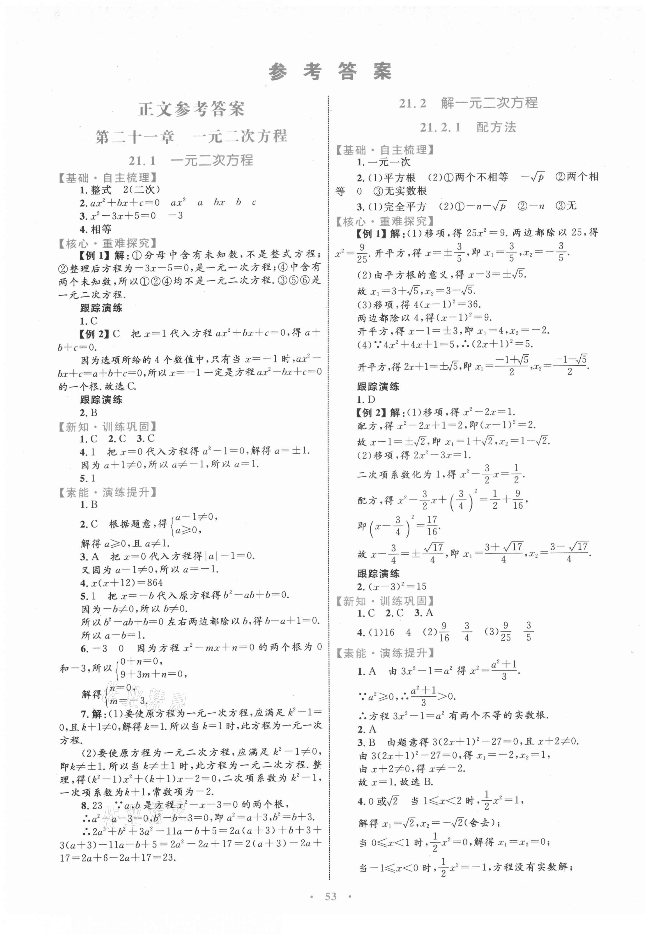 2021年同步學習目標與檢測九年級數(shù)學全一冊人教版 第1頁