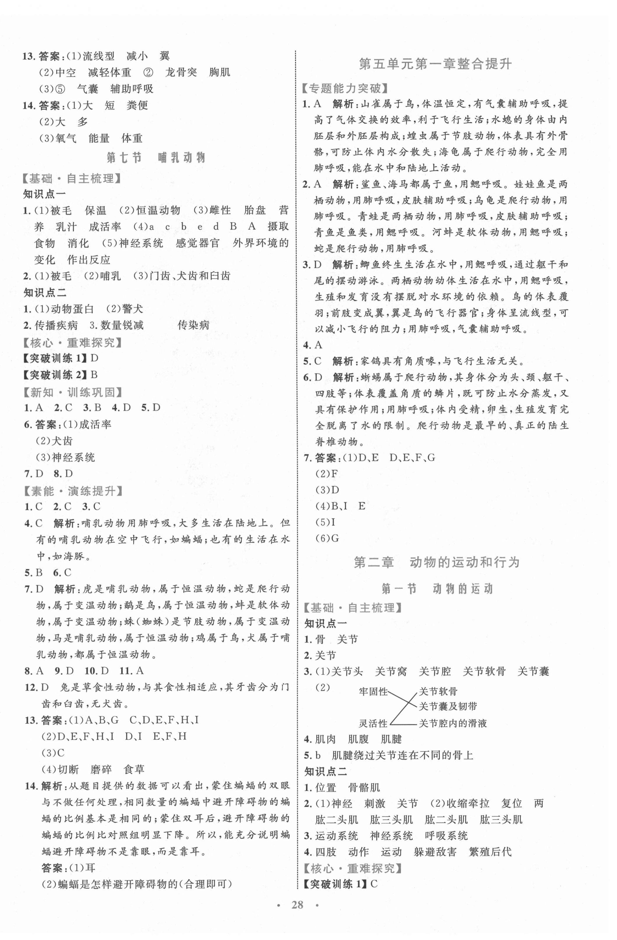 2021年同步學(xué)習(xí)目標與檢測八年級生物上冊人教版 第4頁