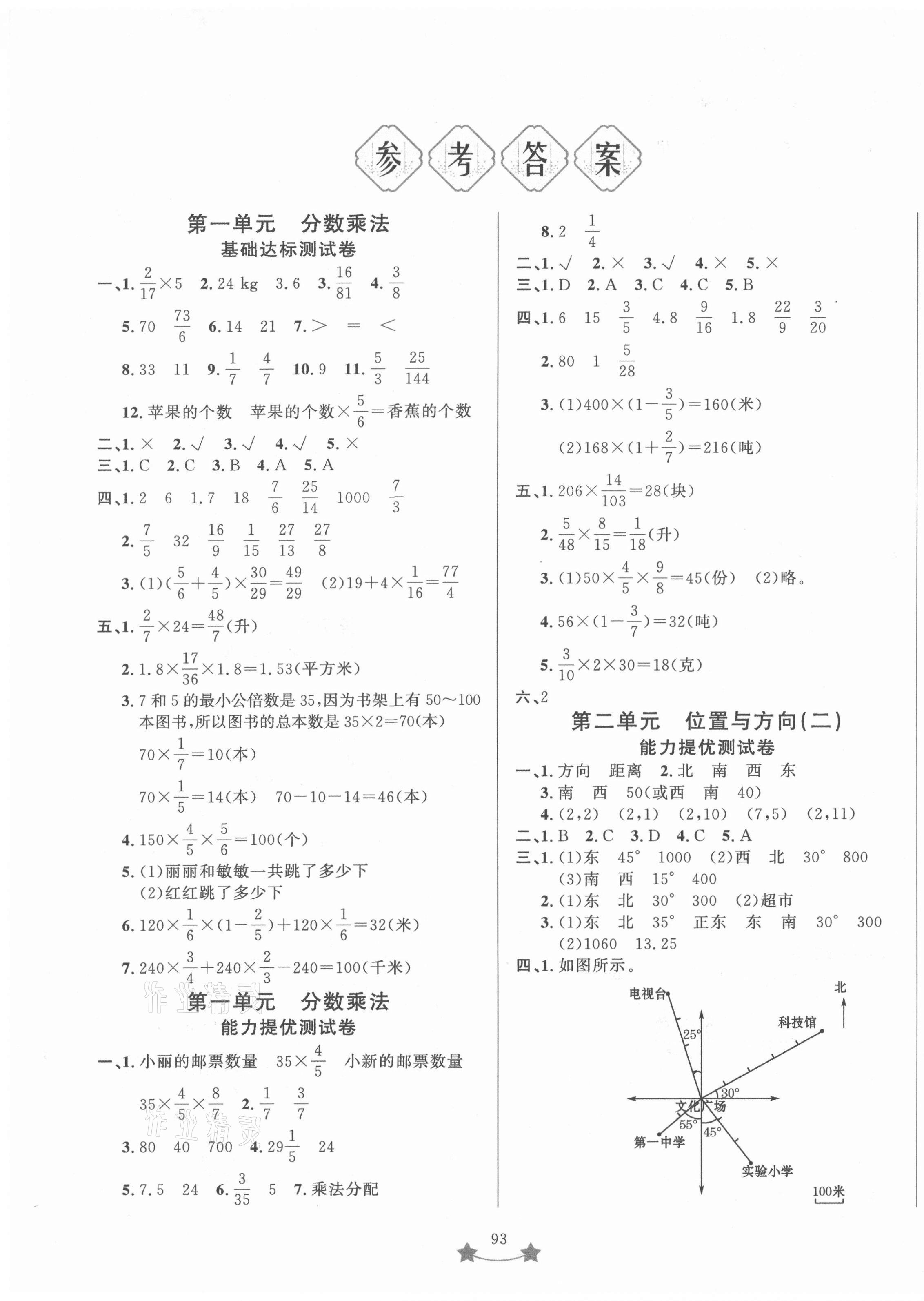 2021年小學(xué)單元測(cè)試卷六年級(jí)數(shù)學(xué)上冊(cè)人教版山東文藝出版社 第1頁(yè)