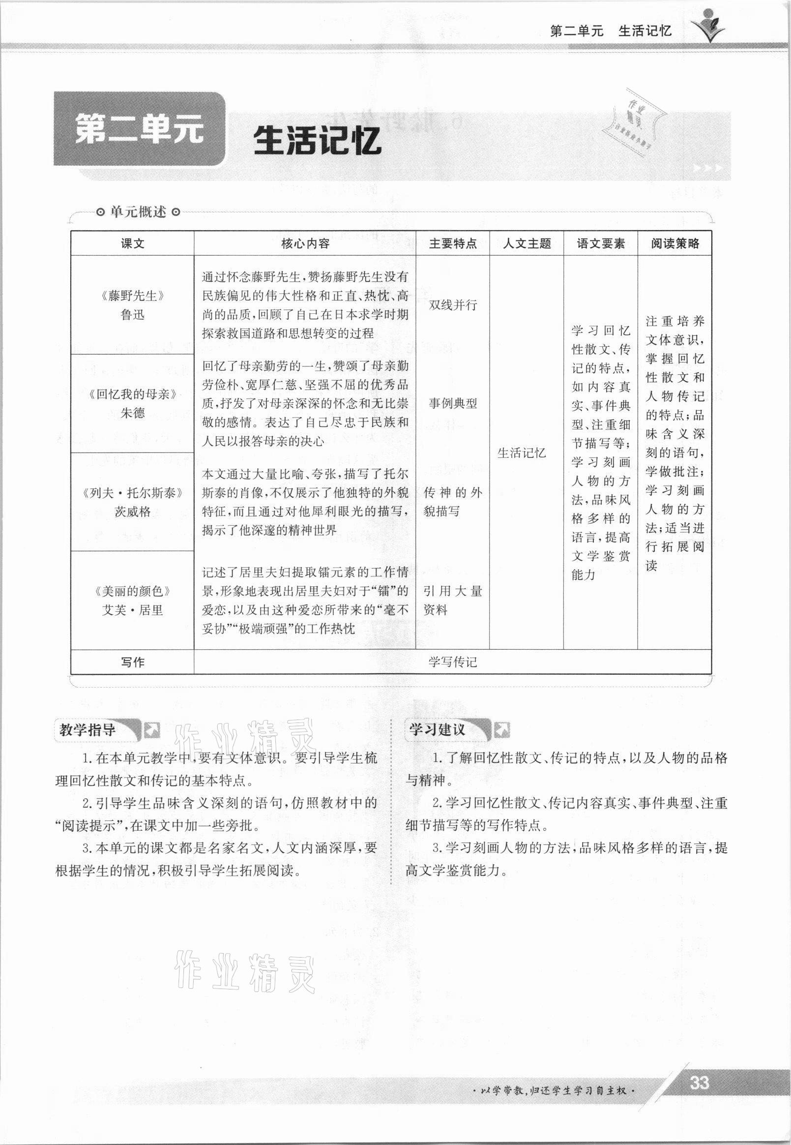 2021年金太陽導(dǎo)學(xué)測評八年級語文上冊人教版 參考答案第33頁