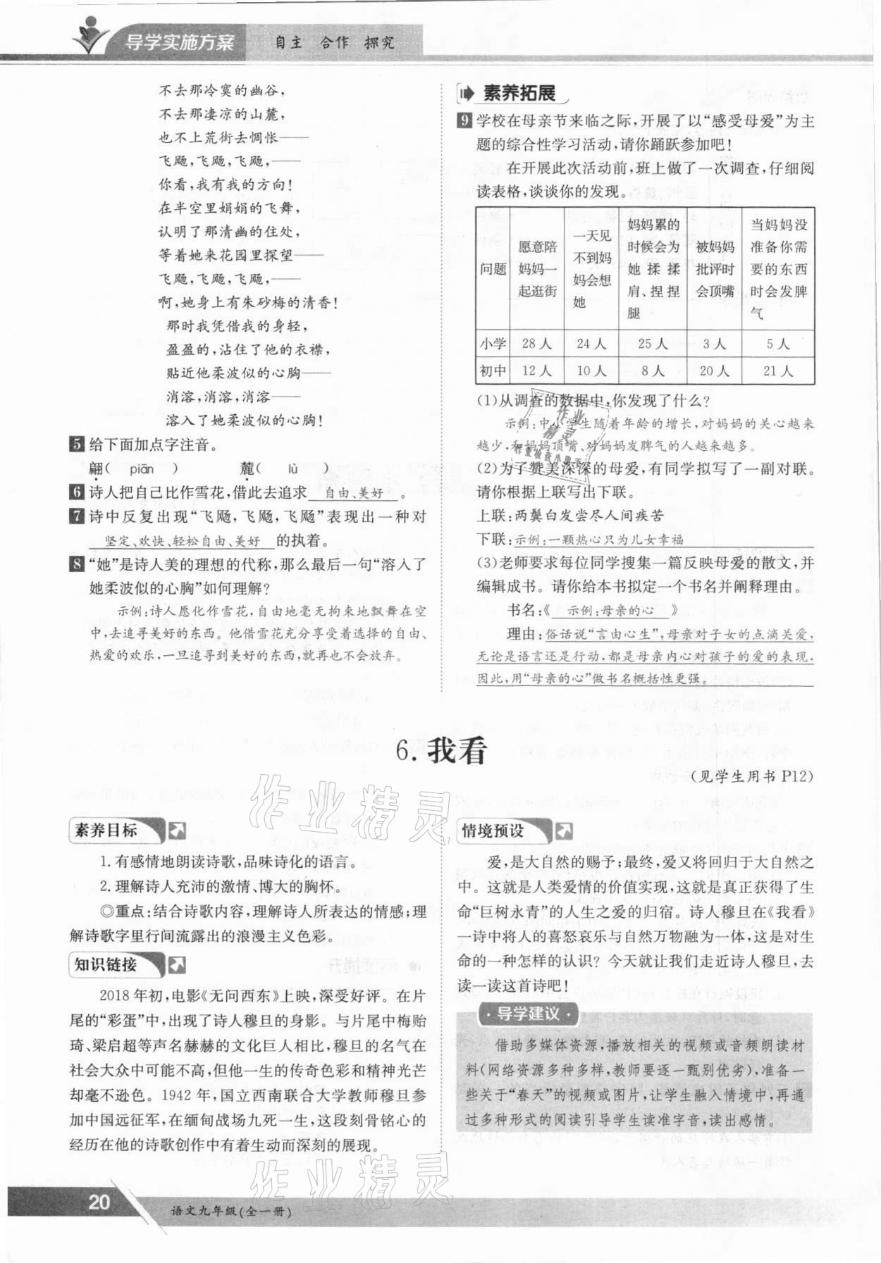 2021年金太陽導(dǎo)學(xué)測評九年級語文全一冊人教版 參考答案第20頁