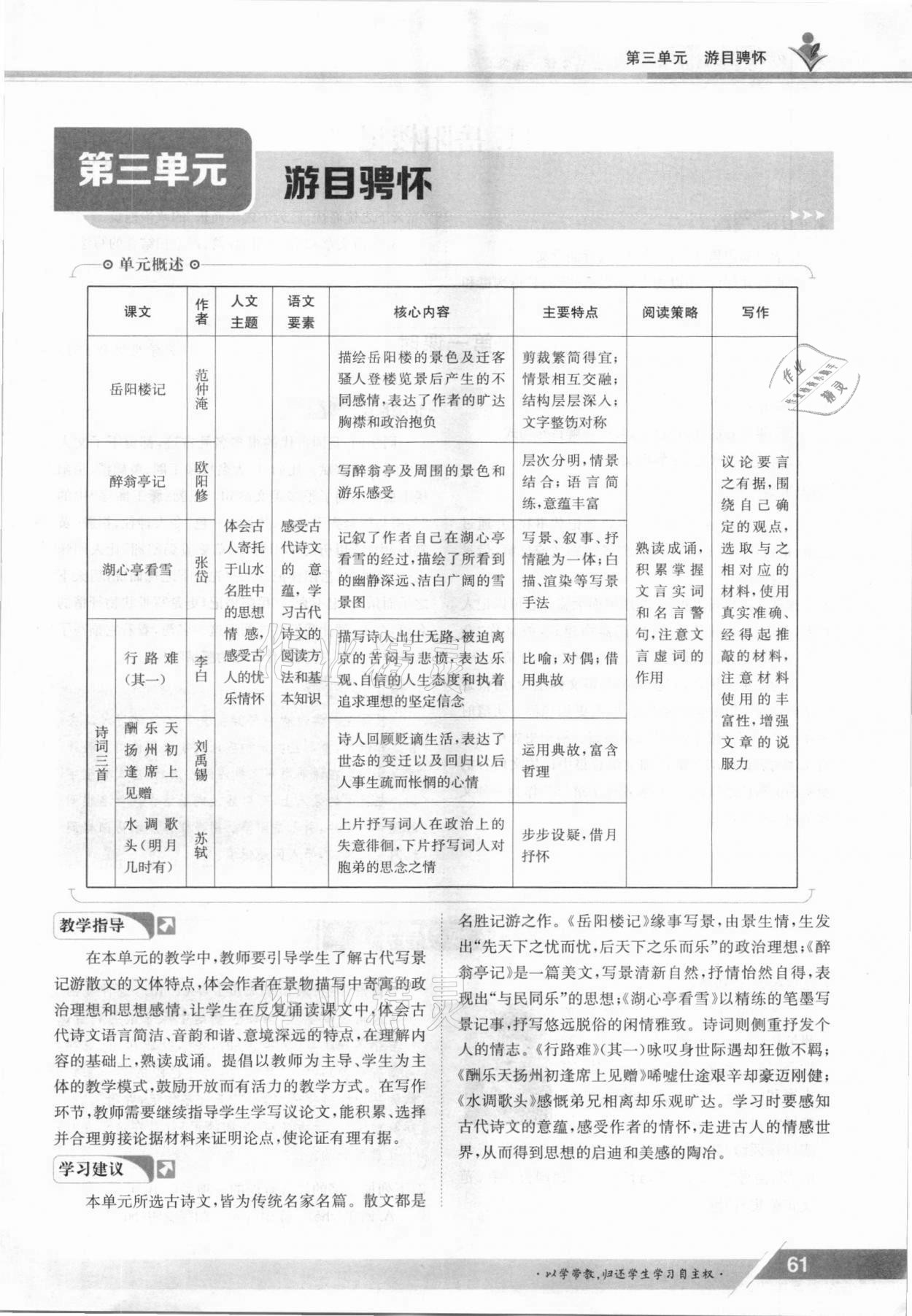 2021年金太陽(yáng)導(dǎo)學(xué)測(cè)評(píng)九年級(jí)語(yǔ)文全一冊(cè)人教版 參考答案第61頁(yè)