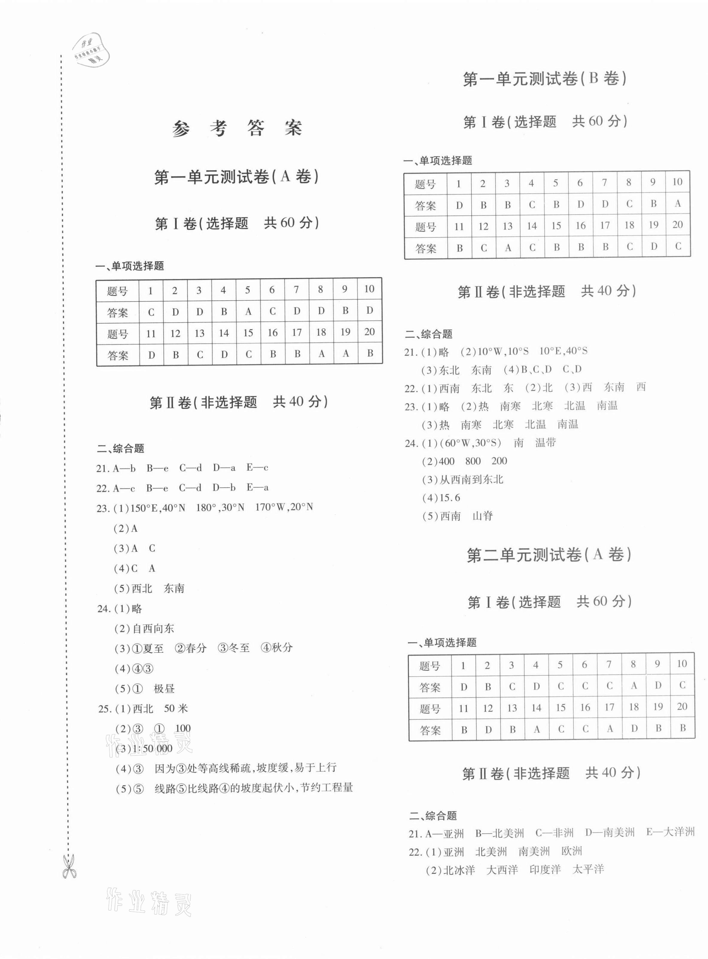 2021年优学1+1评价与测试七年级地理上册人教版 第1页