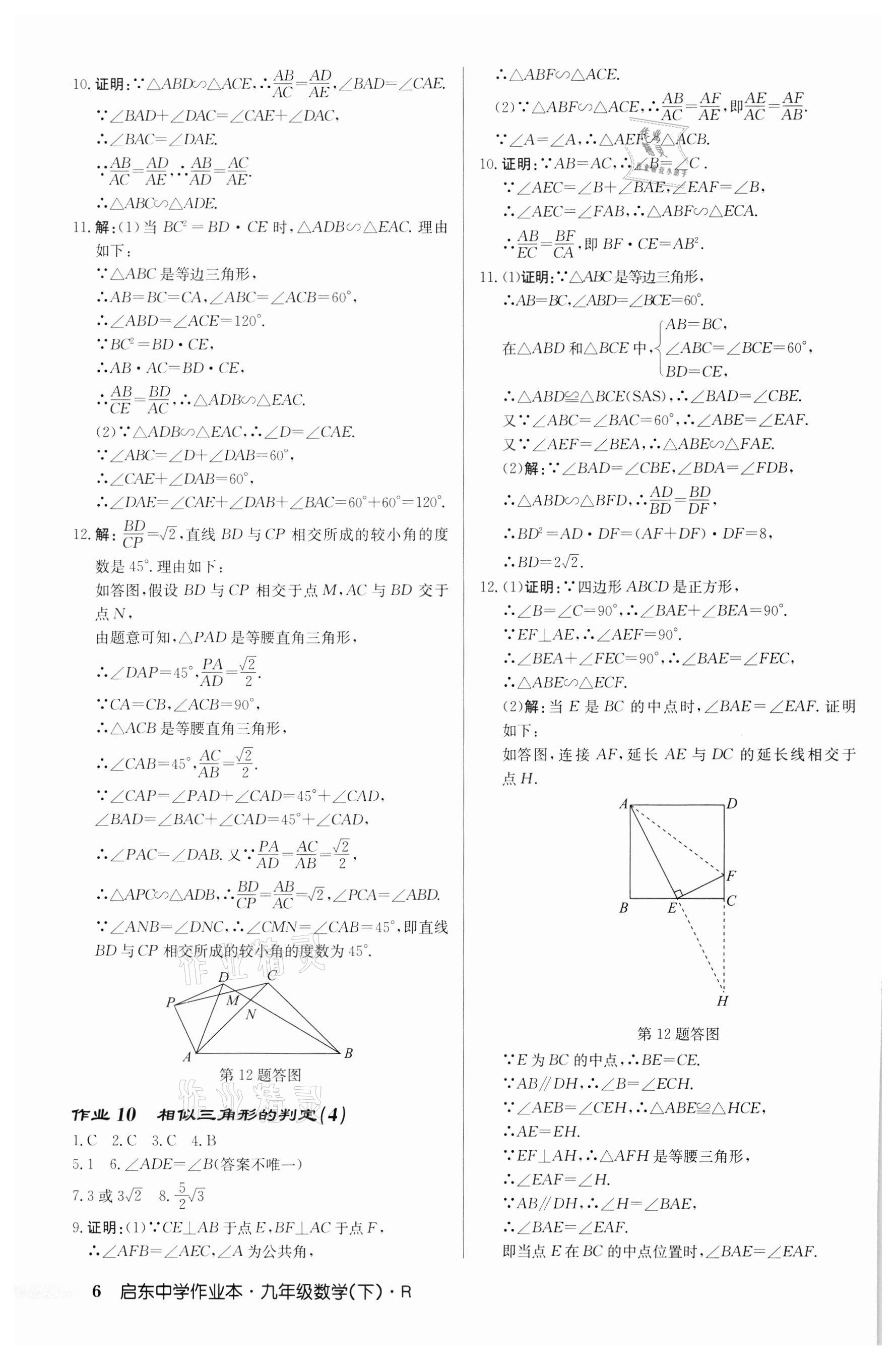 2022年启东中学作业本九年级数学下册人教版 第6页