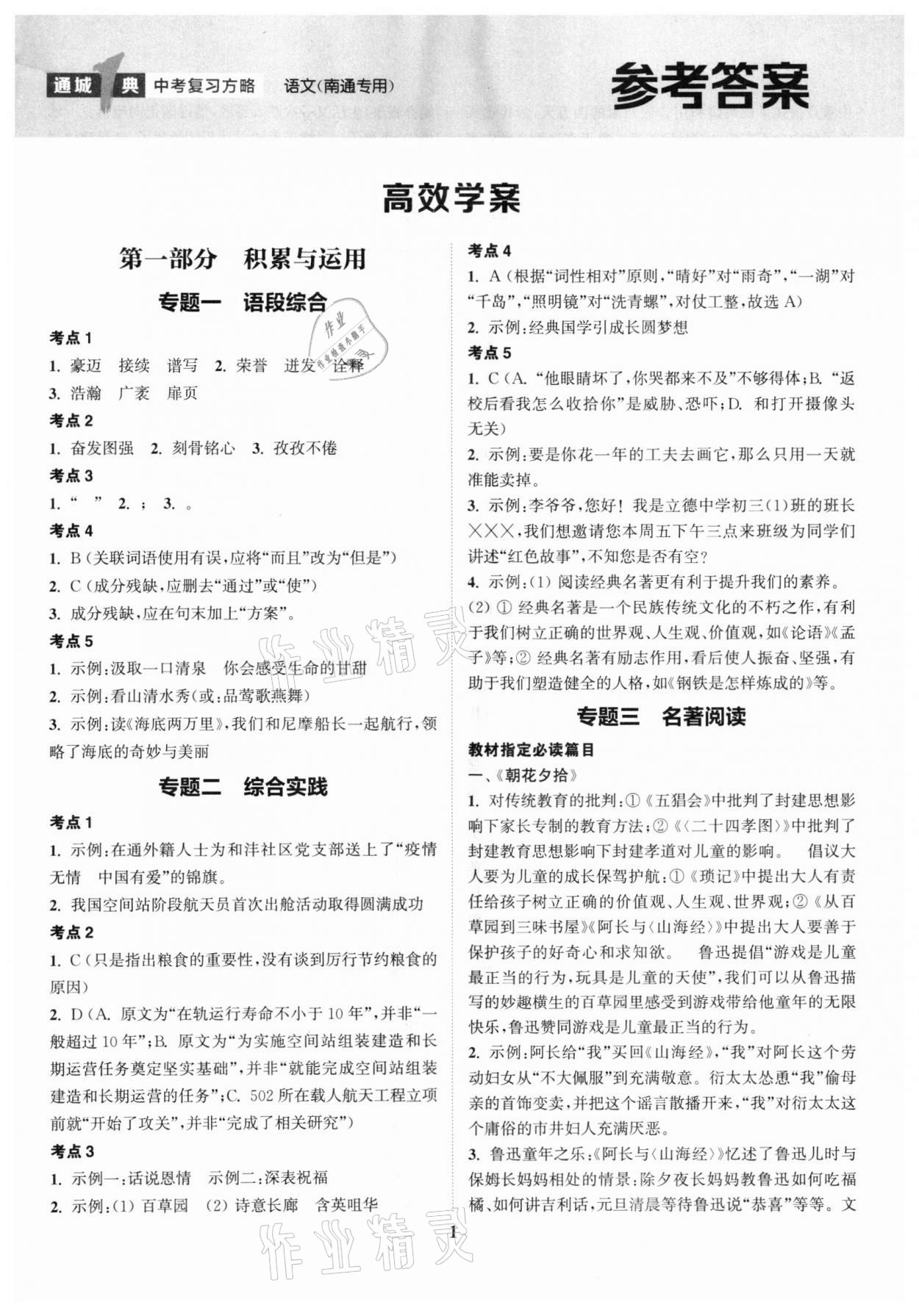 2022年通城1典中考复习方略语文南通专用 第1页