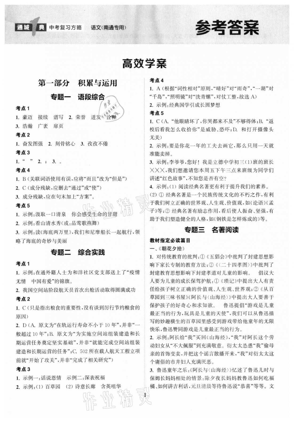 2022年通城1典中考復(fù)習(xí)方略語文南通專用 第1頁