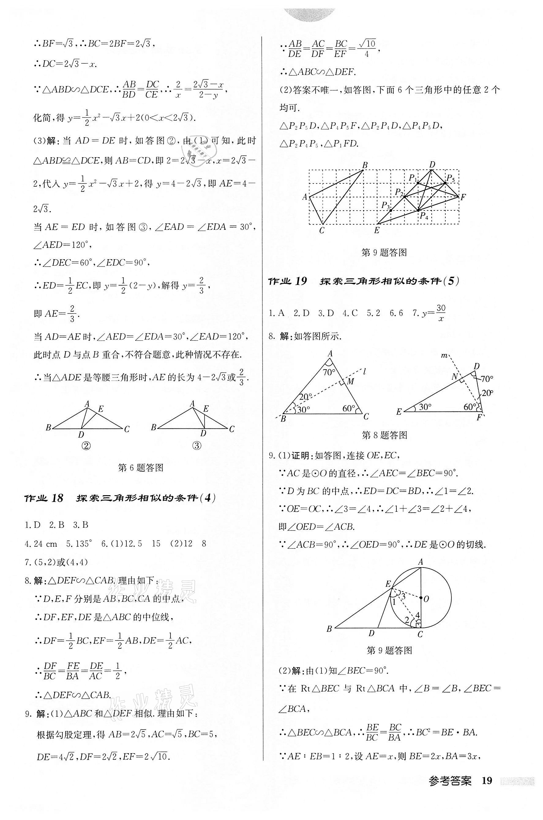 2022年啟東中學(xué)作業(yè)本九年級數(shù)學(xué)下冊蘇科版 第19頁