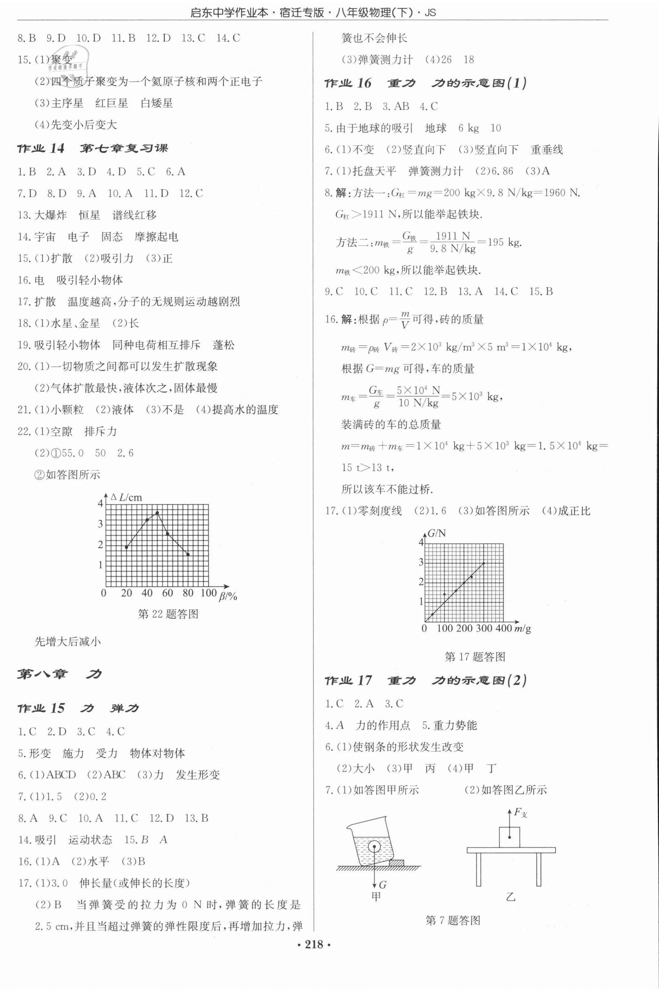 2022年啟東中學作業(yè)本八年級物理下冊蘇科版宿遷專版 參考答案第4頁