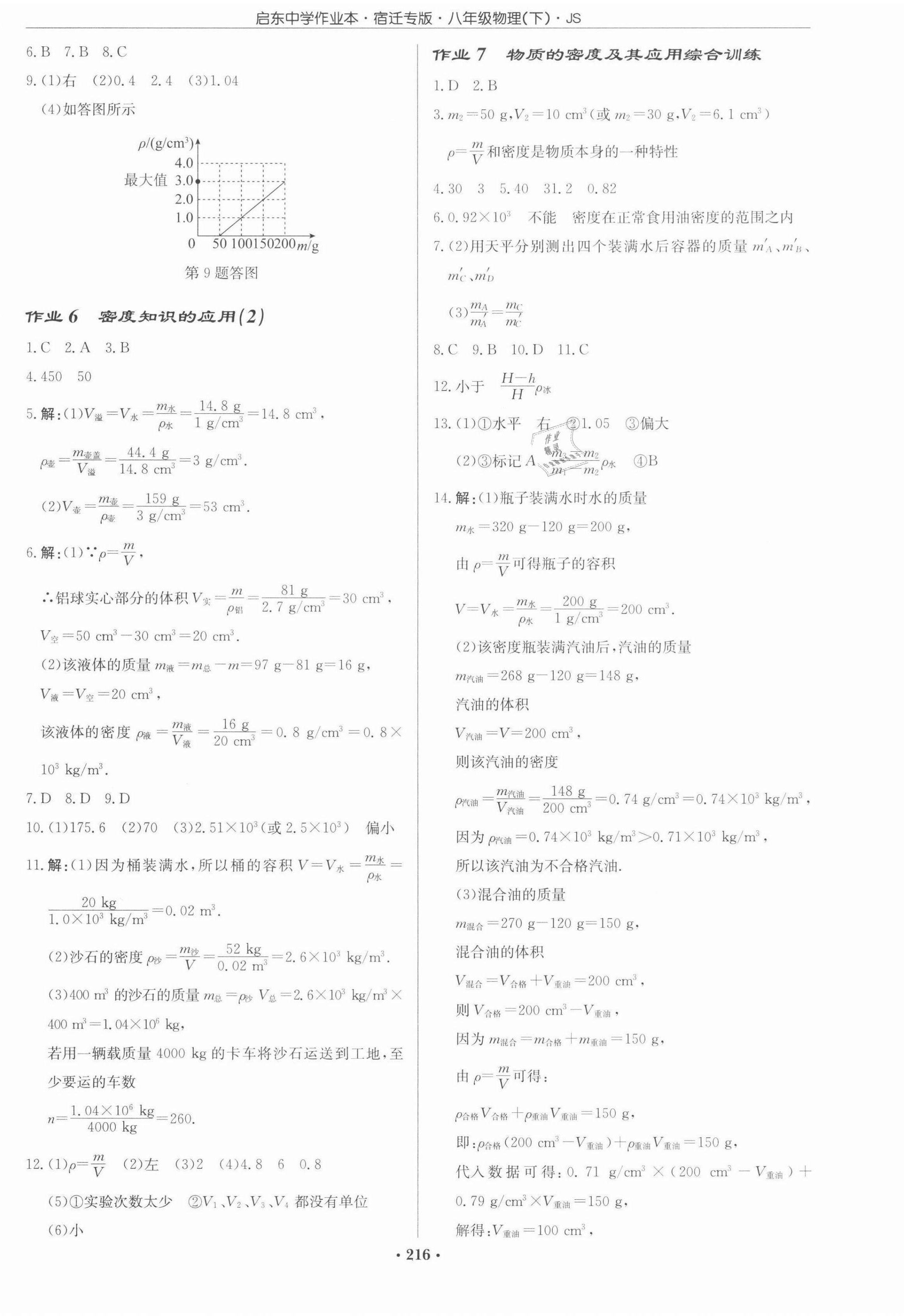 2022年啟東中學(xué)作業(yè)本八年級物理下冊蘇科版宿遷專版 參考答案第2頁