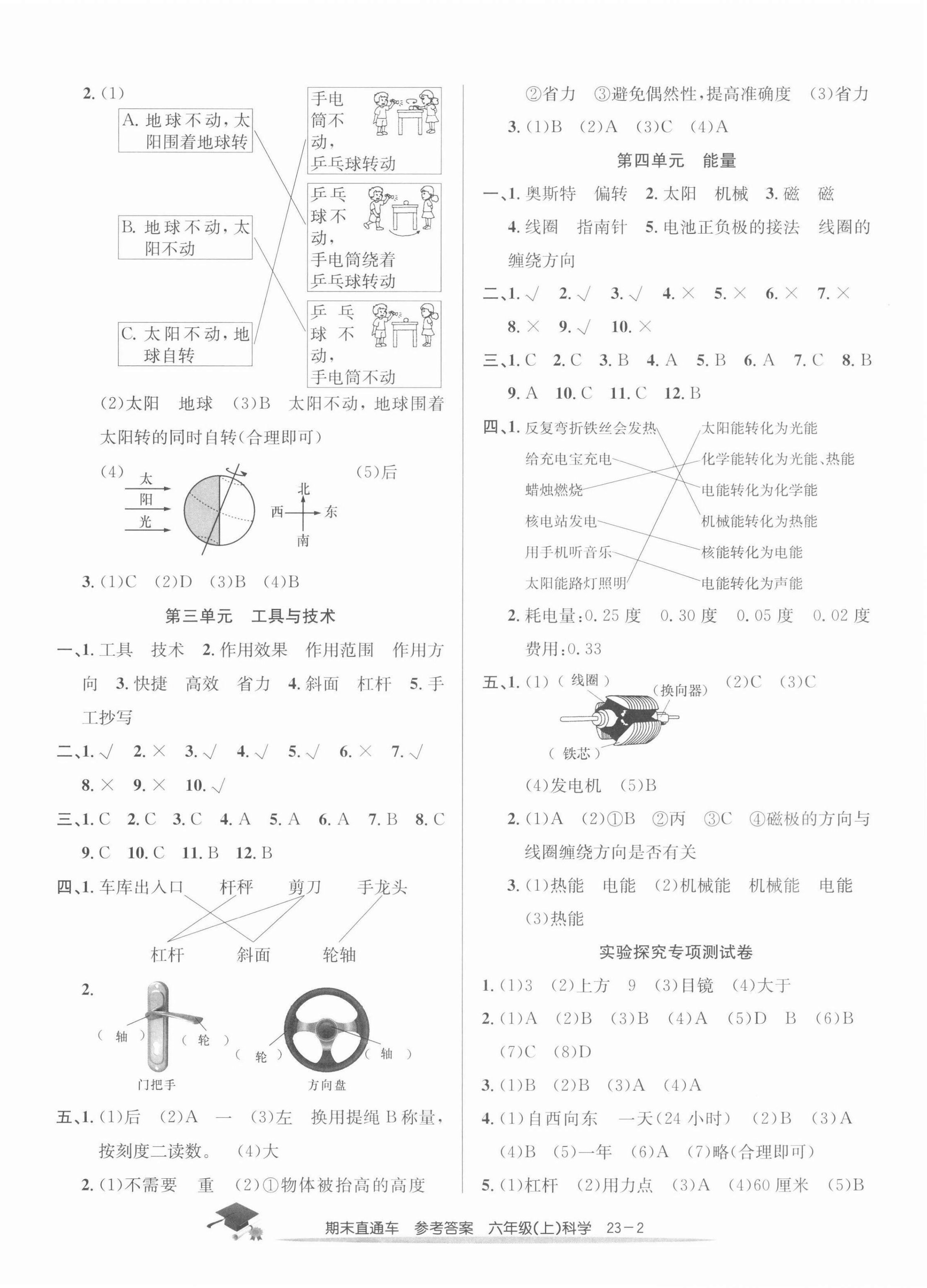 2021年期末直通車六年級科學上冊教科版 參考答案第2頁