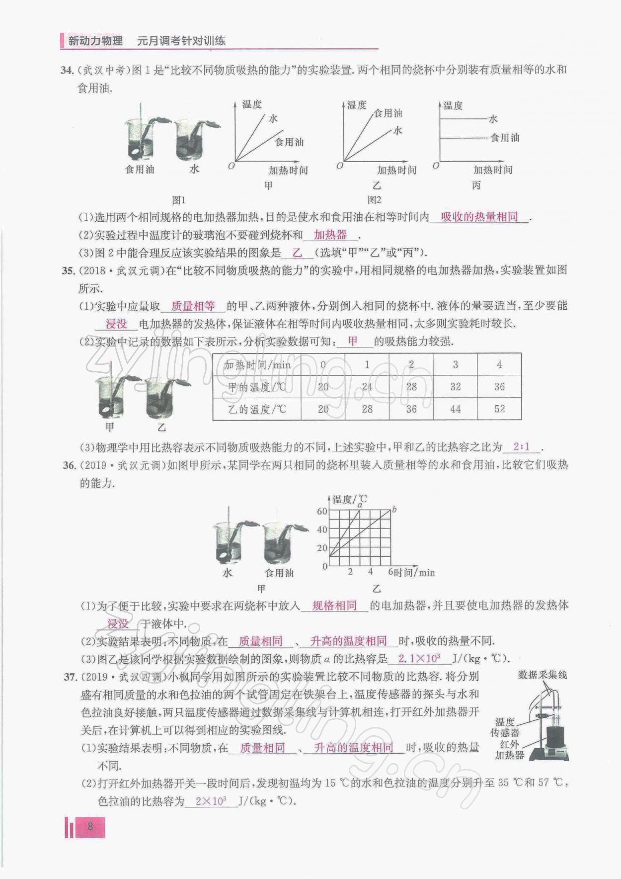 2022年新動(dòng)力物理元月調(diào)考針對(duì)性訓(xùn)練九年級(jí) 參考答案第8頁(yè)