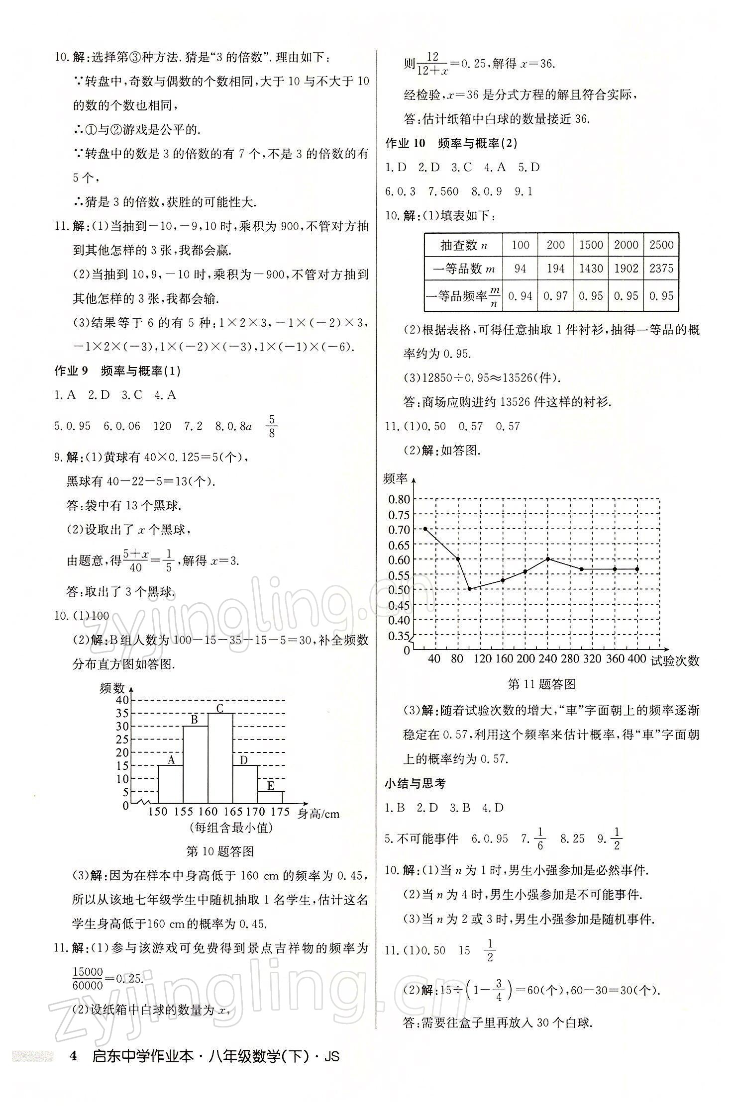 2022年启东中学作业本八年级数学下册江苏版 参考答案第4页