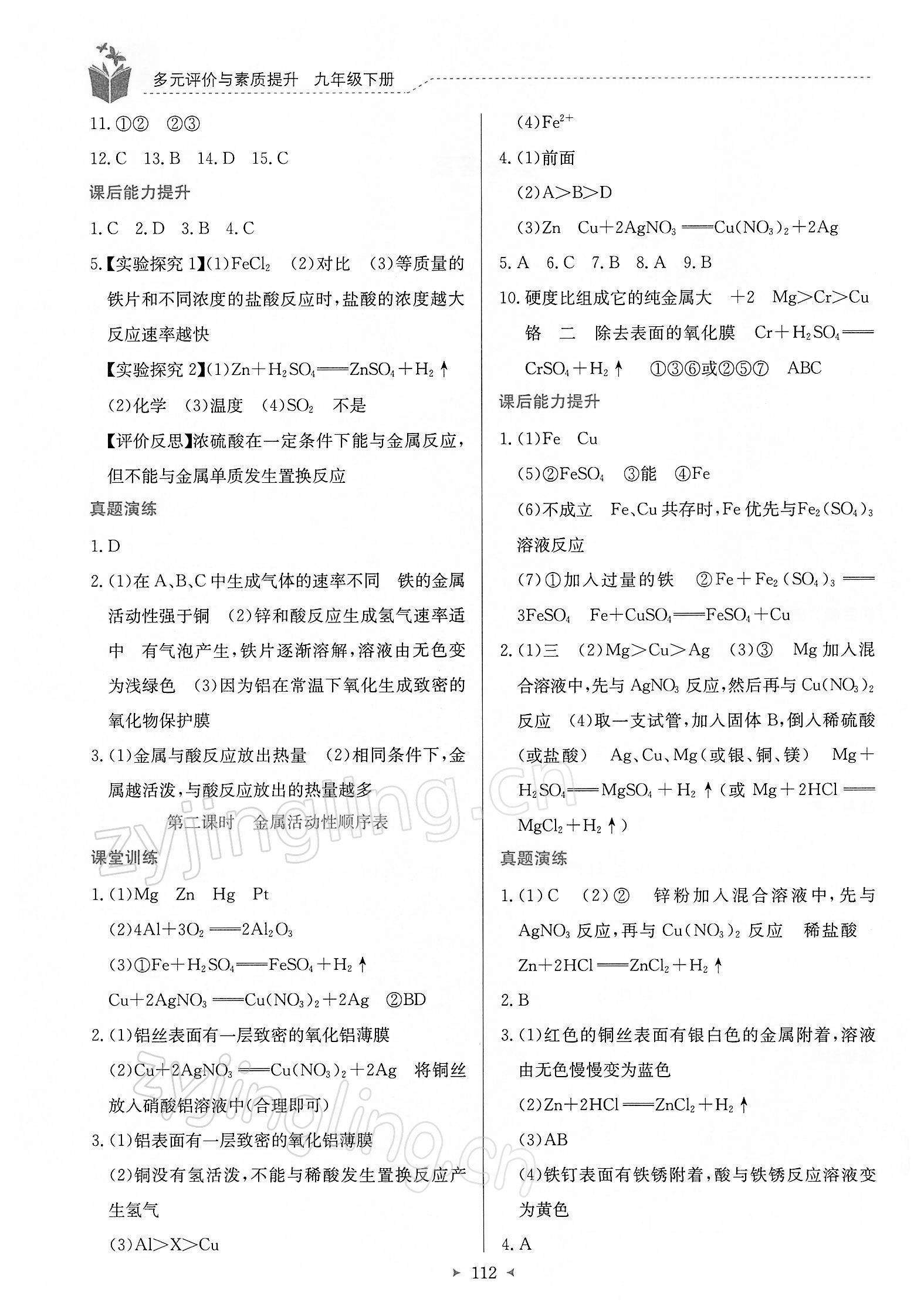 2022年多元評價與素質(zhì)提升九年級化學下冊科粵版 第2頁