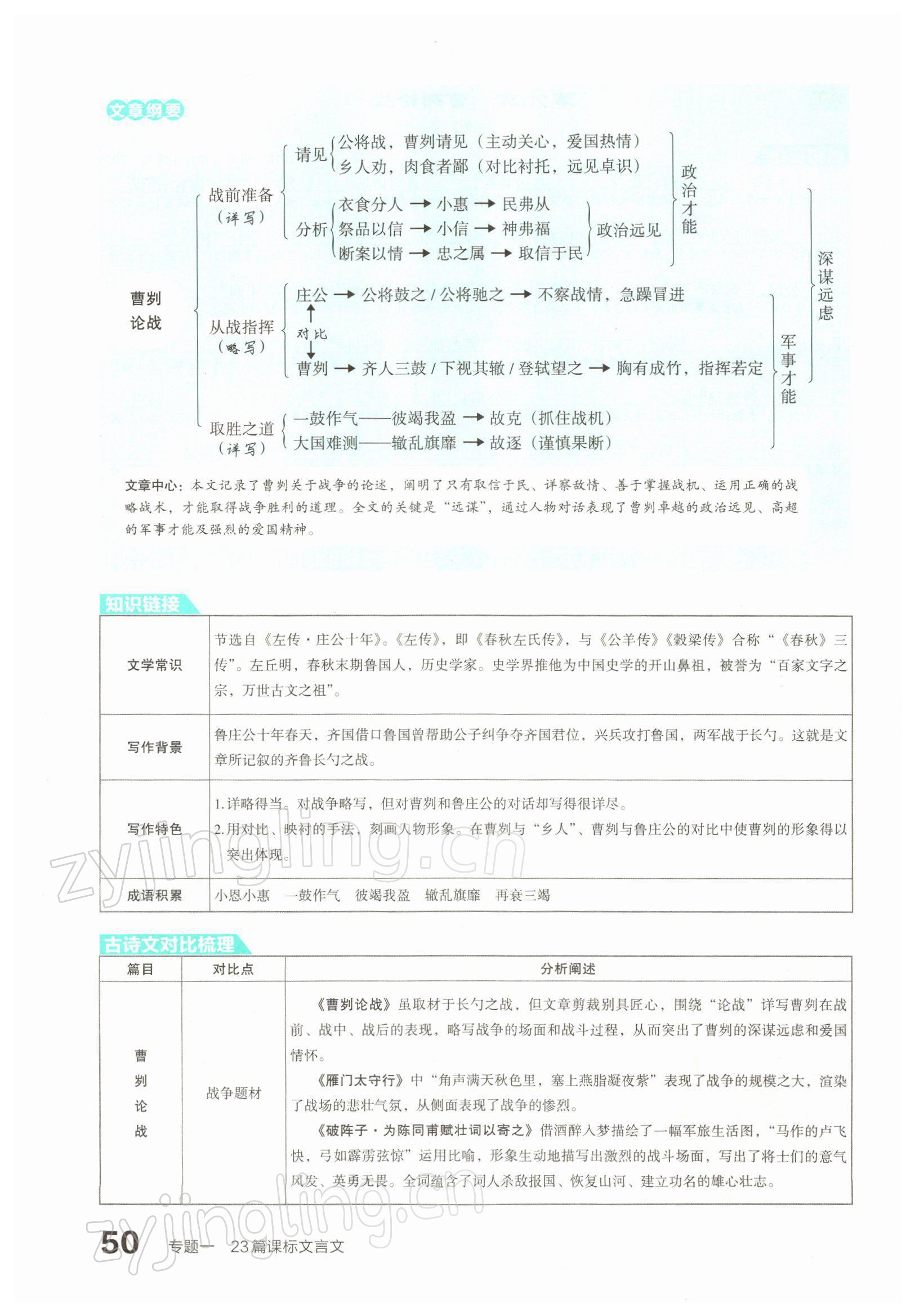 2022年滚动迁移中考总复习语文山西专版 参考答案第95页