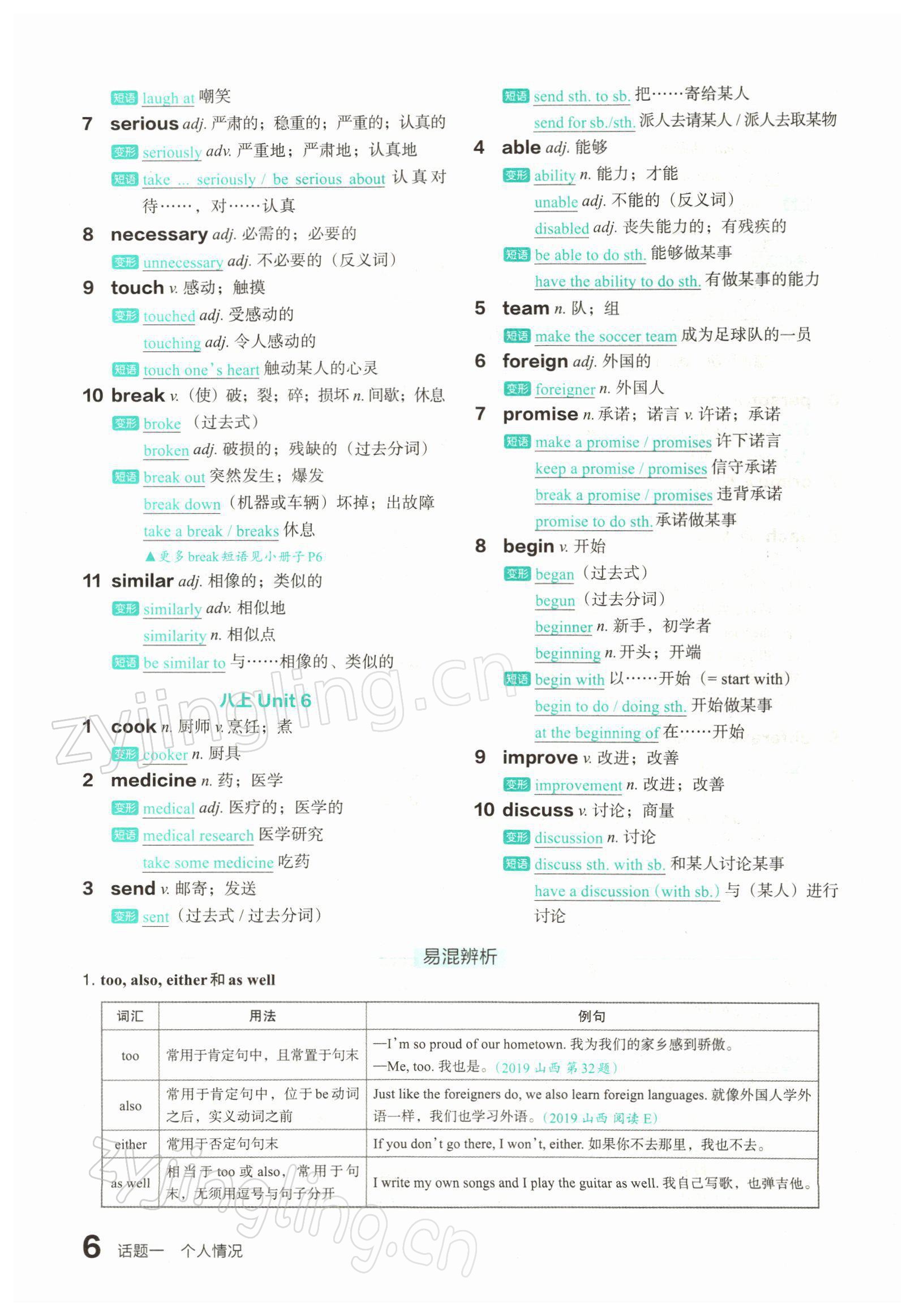 2022年滚动迁移中考总复习英语山西专版 参考答案第7页