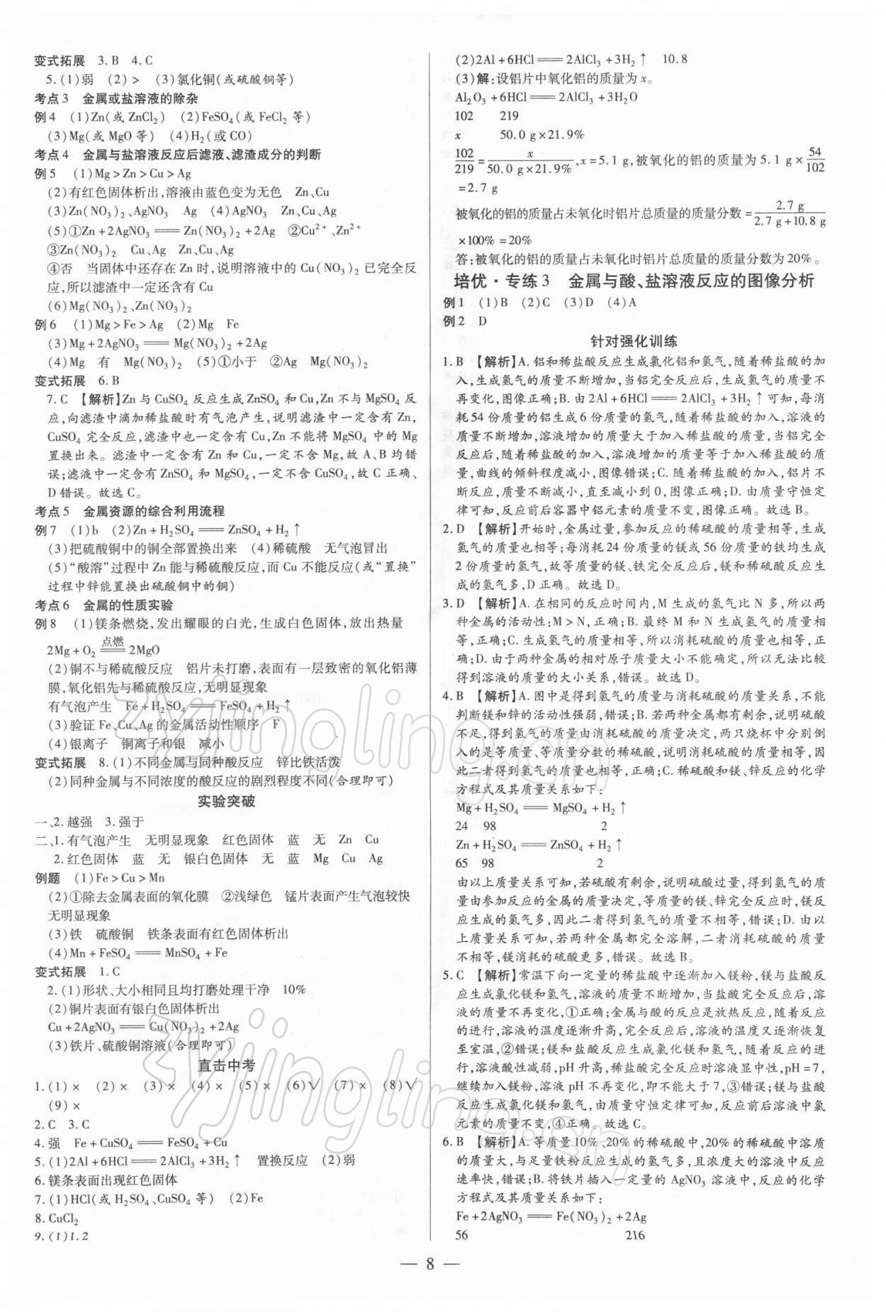 2022年领跑中考化学广东专版 参考答案第8页