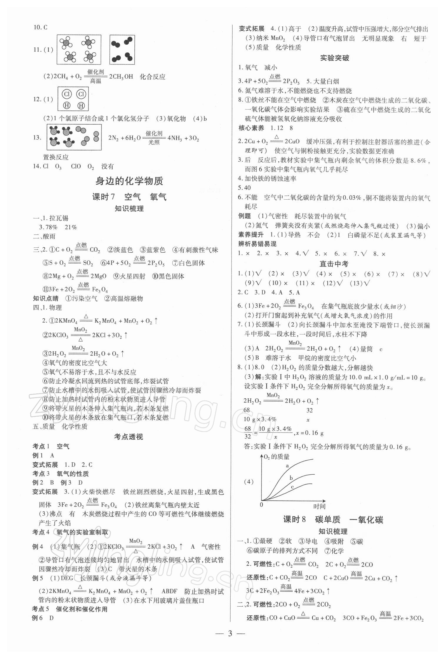 2022年领跑中考化学广东专版 参考答案第3页