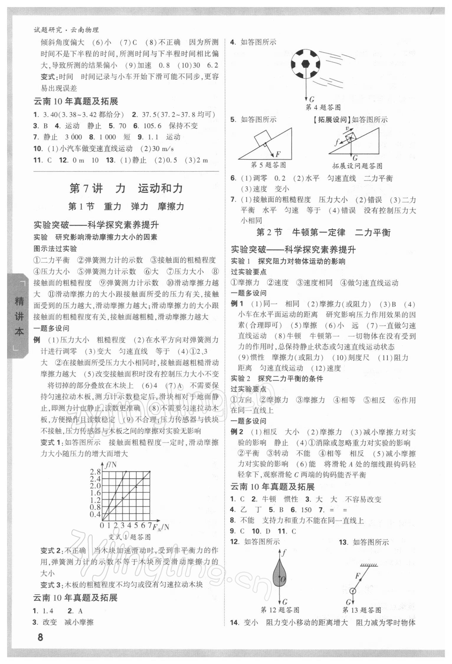 2022年万唯中考试题研究物理云南专版 参考答案第7页