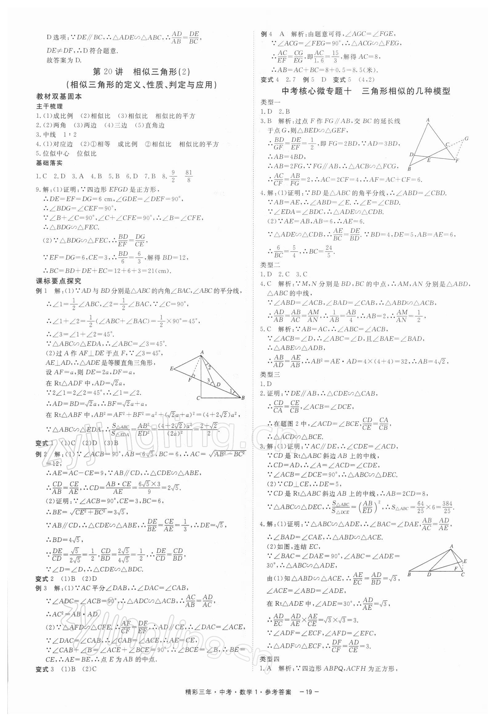 2022年精彩三年中考数学 参考答案第19页