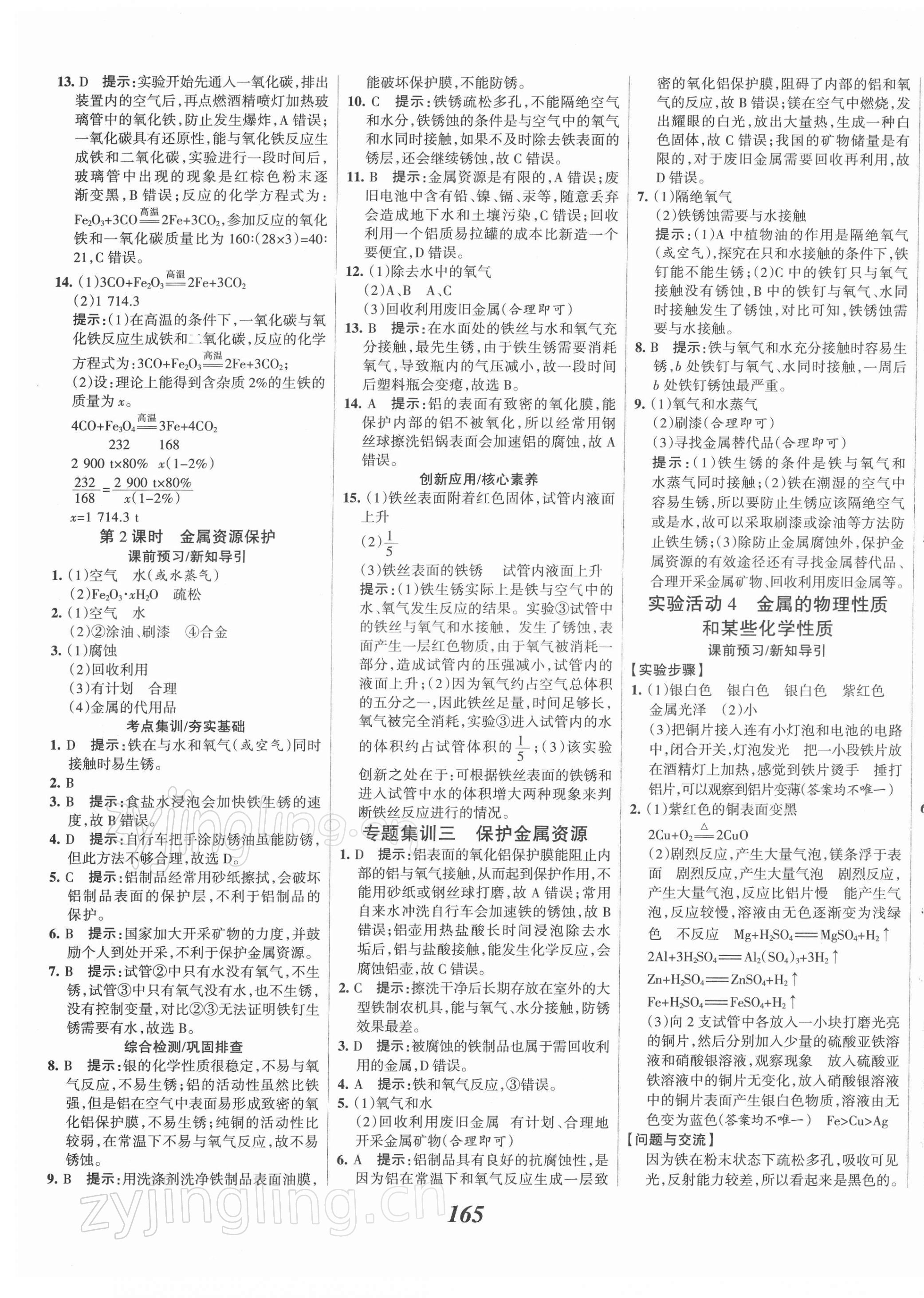 2022年全優(yōu)課堂考點集訓與滿分備考九年級化學下冊 第5頁