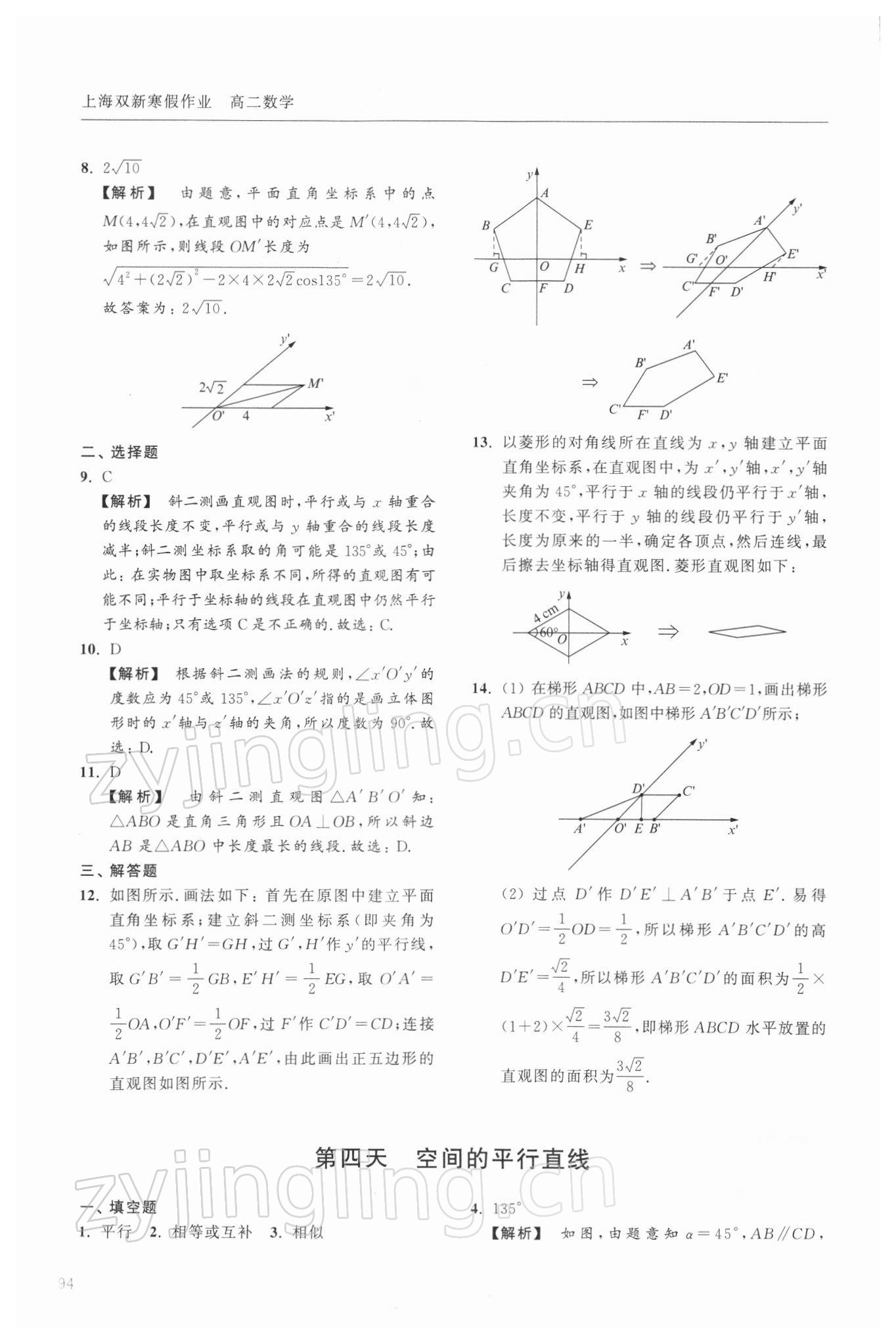 2021年上海双新寒假作业高二数学沪教版 第6页