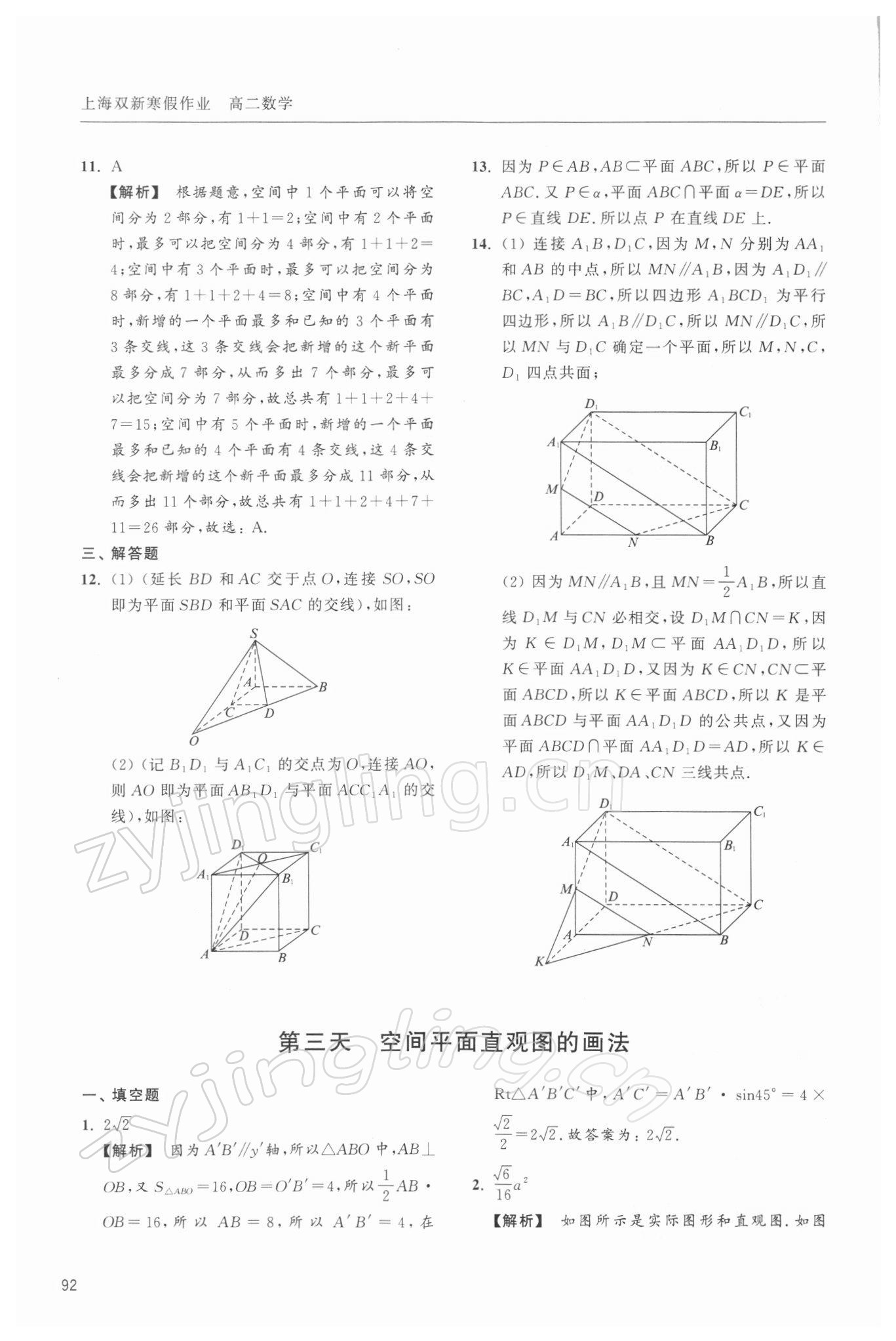 2021年上海双新寒假作业高二数学沪教版 第4页