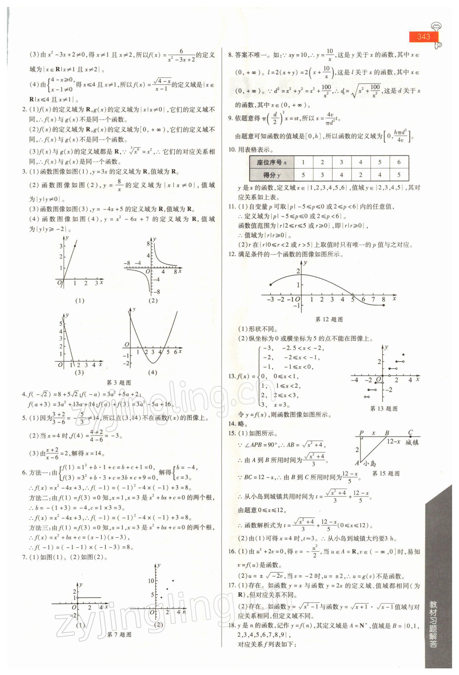 2021年教材課本高中數(shù)學(xué)必修1人教版 參考答案第7頁(yè)