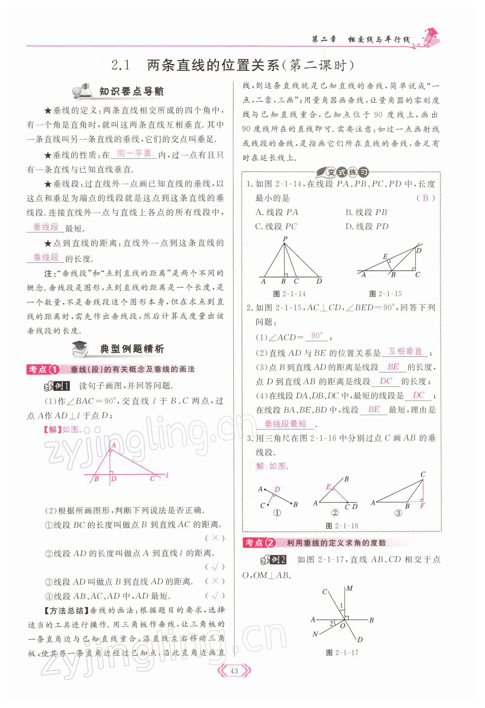 2022年启航新课堂七年级数学下册北师大版 参考答案第43页