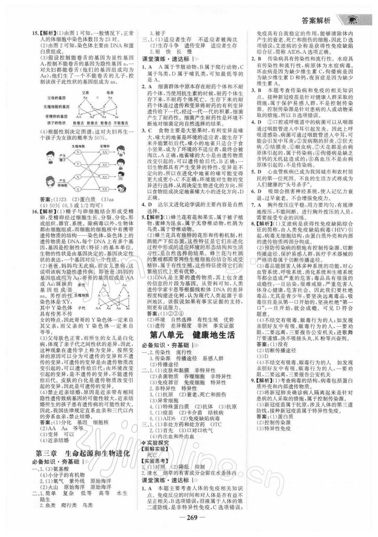 2022年世紀(jì)金榜初中全程復(fù)習(xí)方略生物深圳專版 參考答案第8頁(yè)