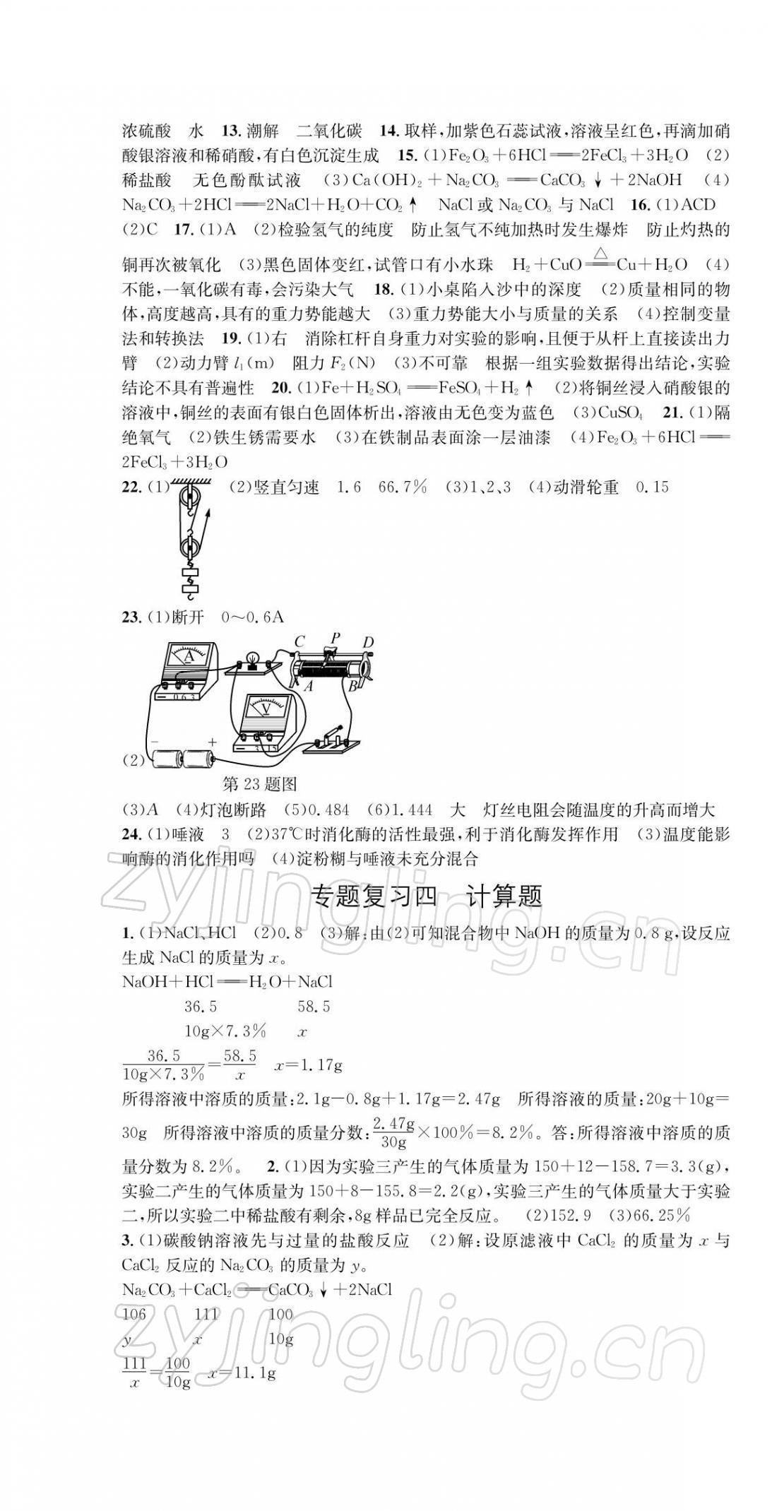 2021年名校期末复习宝典九年级科学上册浙教版 第4页