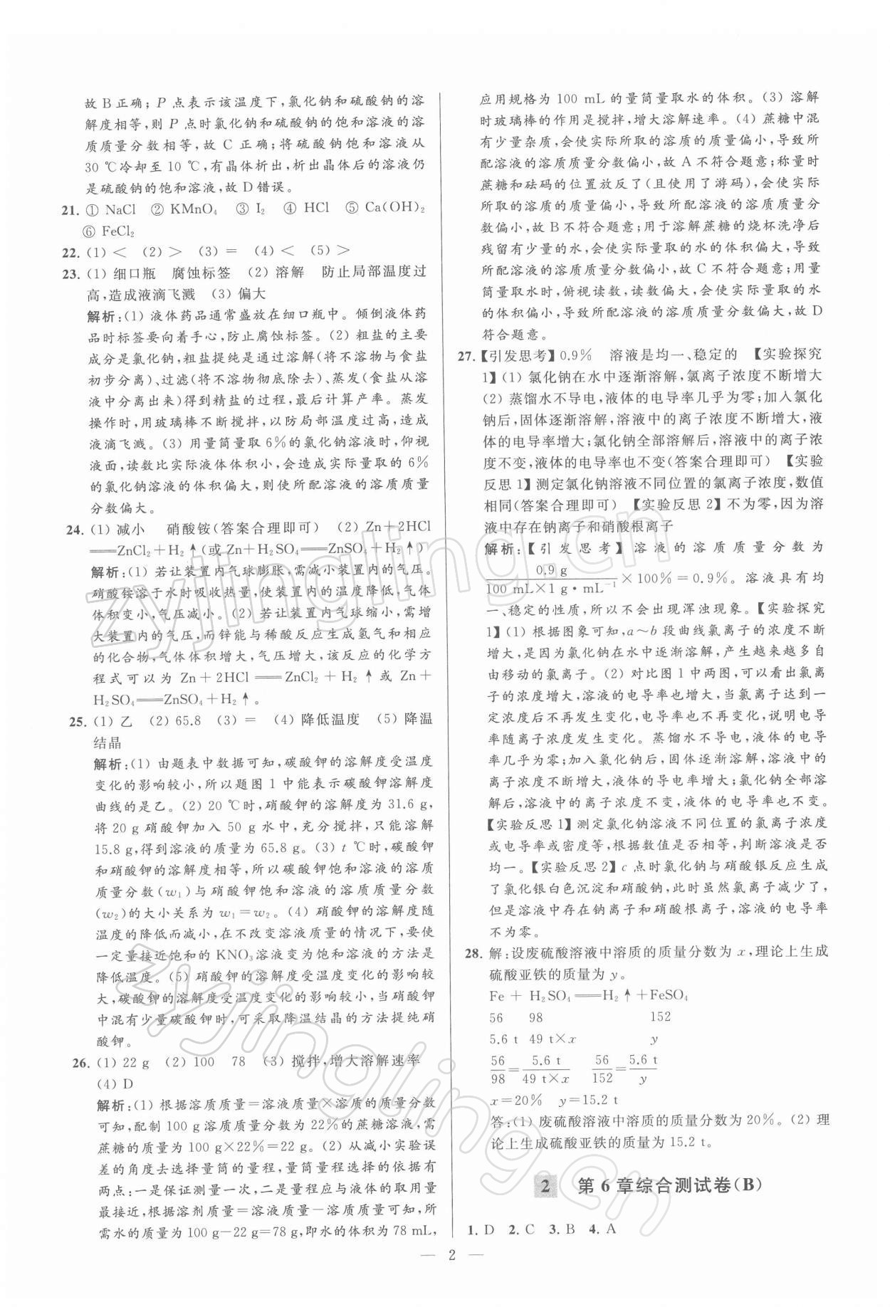 2022年亮点给力大试卷九年级化学下册沪教版 第2页