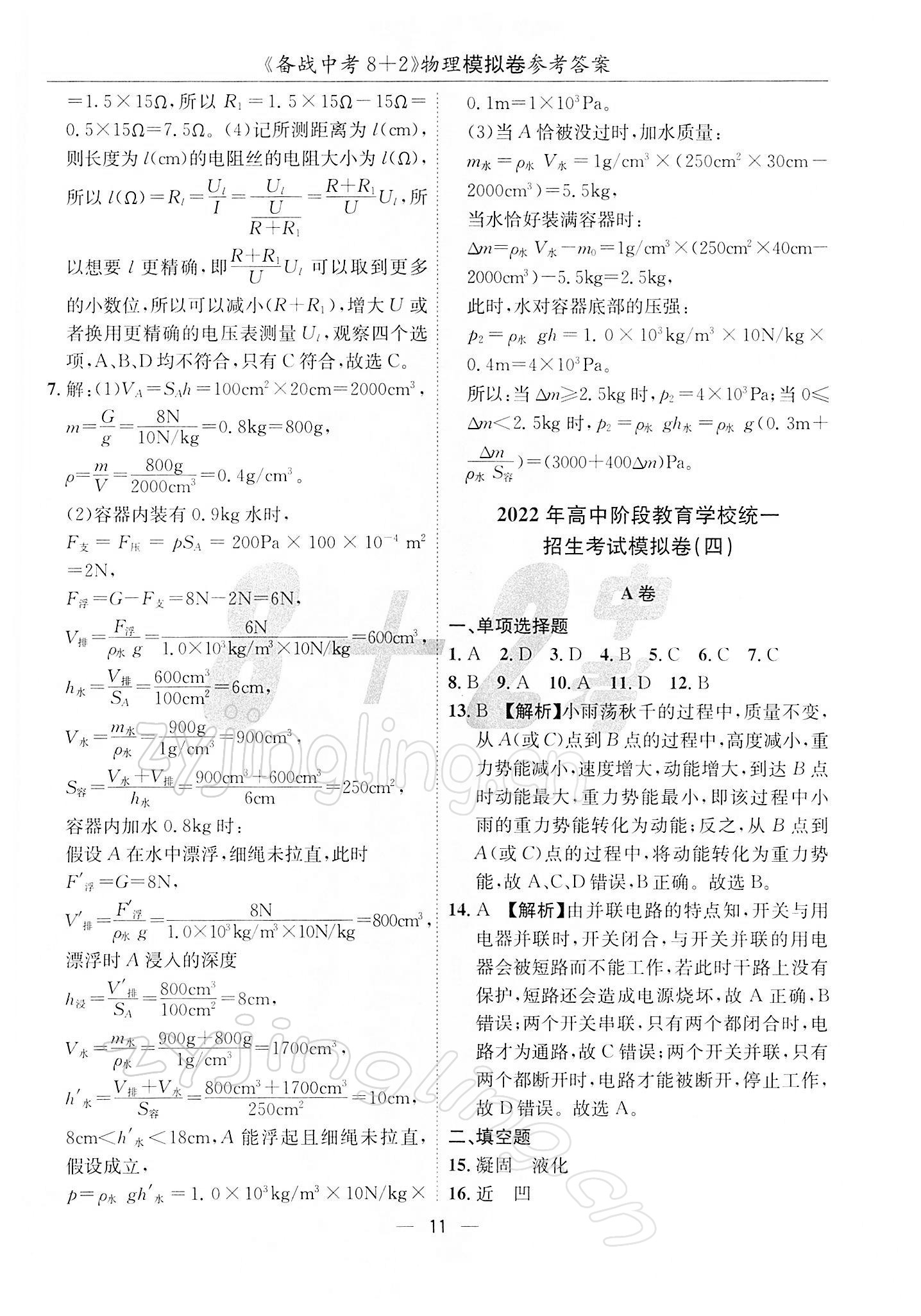 2022年备战中考8加2物理 第11页