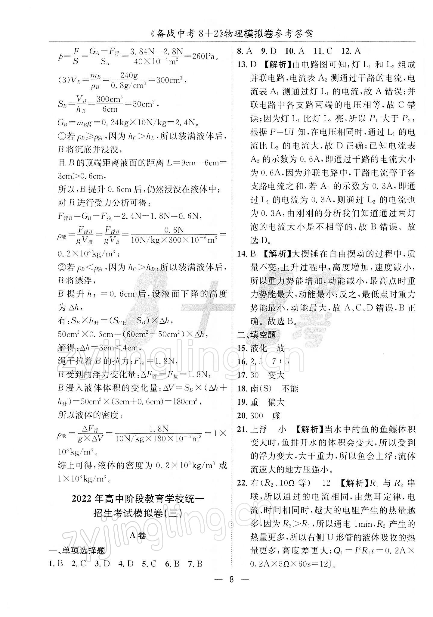 2022年备战中考8加2物理 第8页